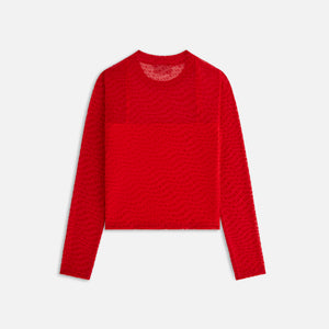 UrlfreezeShops Kids Wavy Monogram Mesh Top - Cinnabar