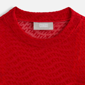 UrlfreezeShops Kids Wavy Monogram Mesh Top - Cinnabar