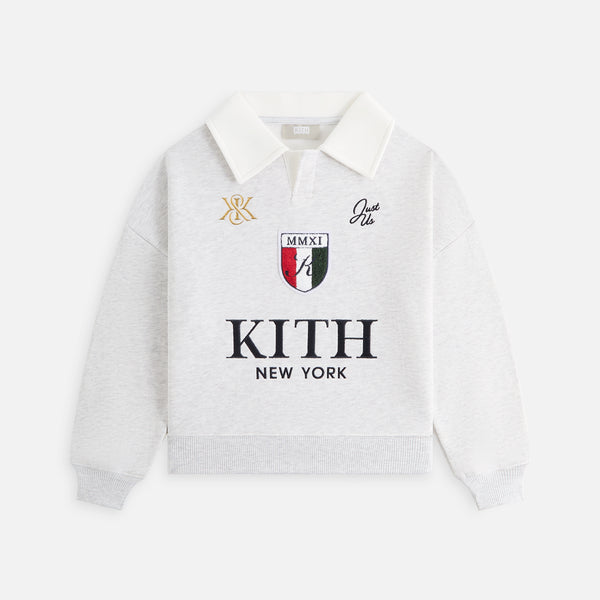 Kith Kids Collared Logo Nelson Sweatshirt - Light Heather Grey