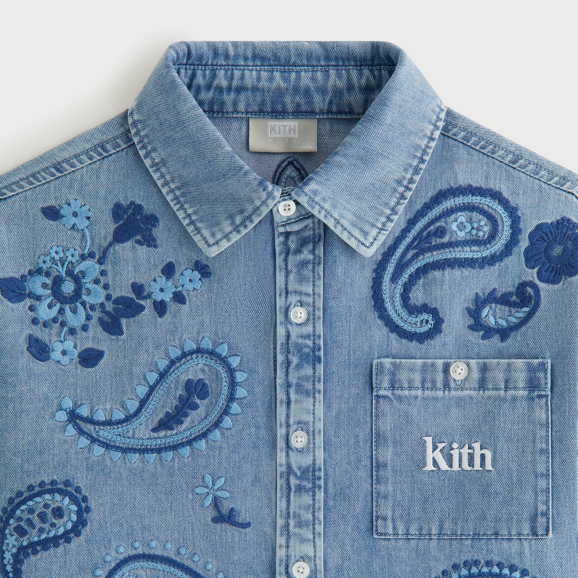 Kith Kids Floral Paisley Chambray Apollo Shirt - Kent Light Wash