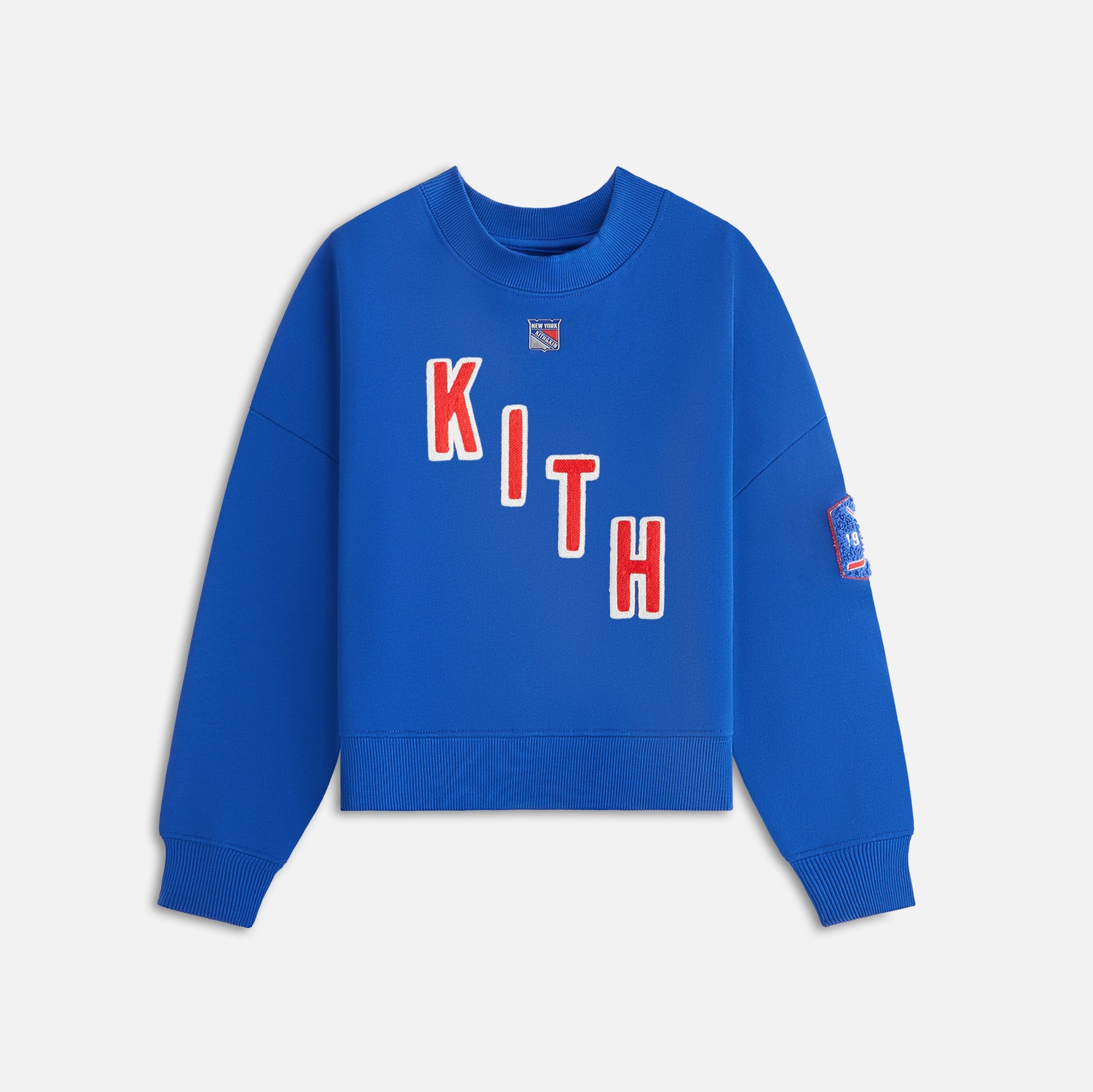 Kith Kids for the New York Rangers Skewed Nelson Crewneck - Cyclone