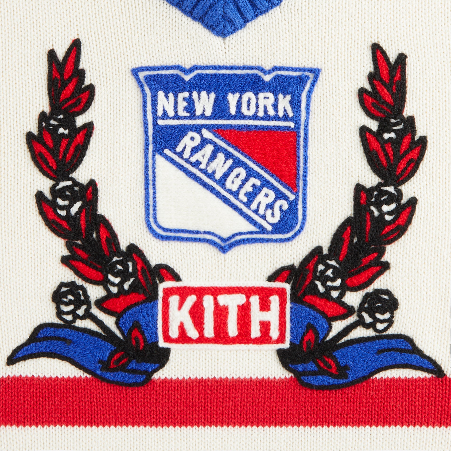 Kith Kids for the New York Rangers V-Neck Lewis Sweater - Sandrift