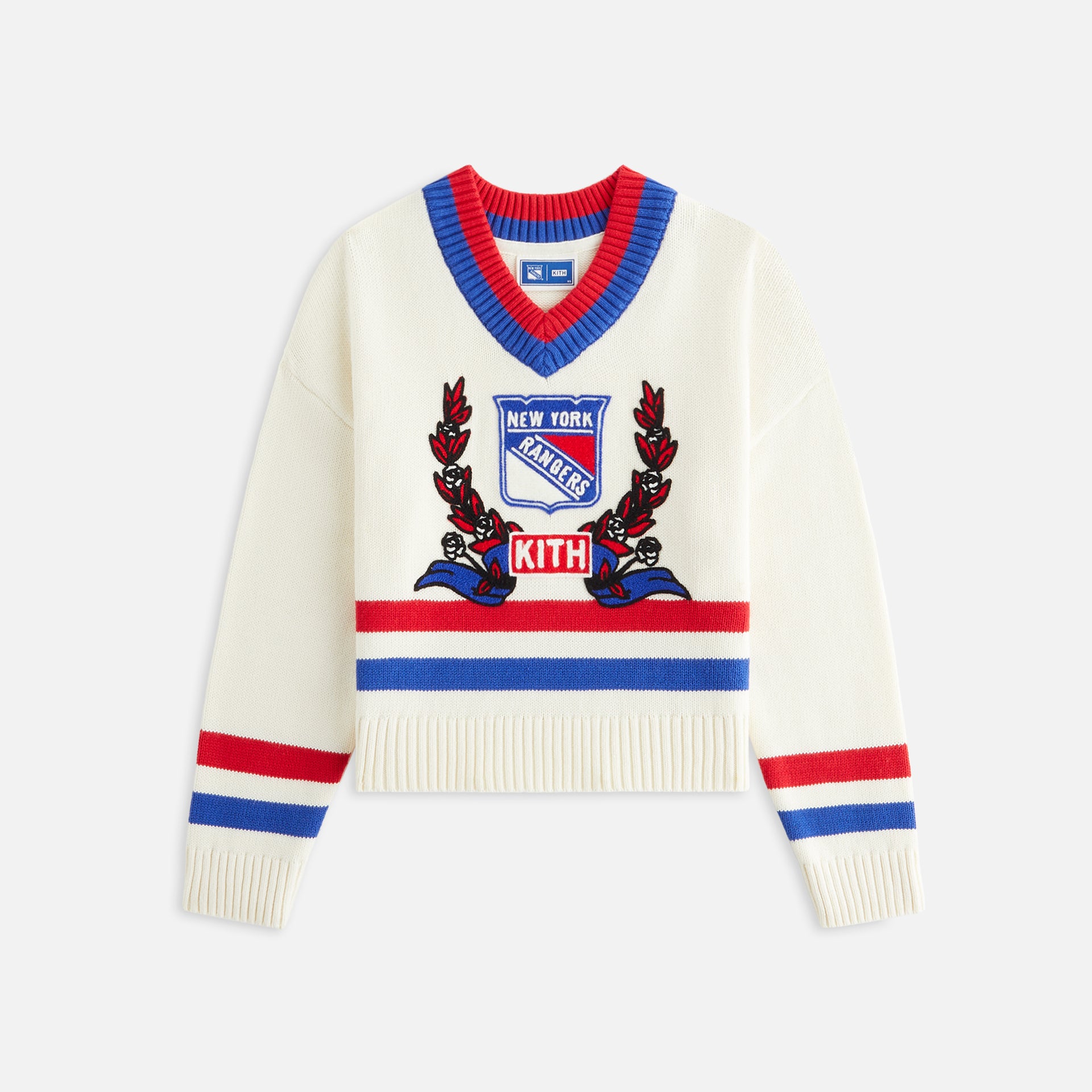 Kith Kids for the New York Rangers V-Neck Lewis Sweater - Sandrift