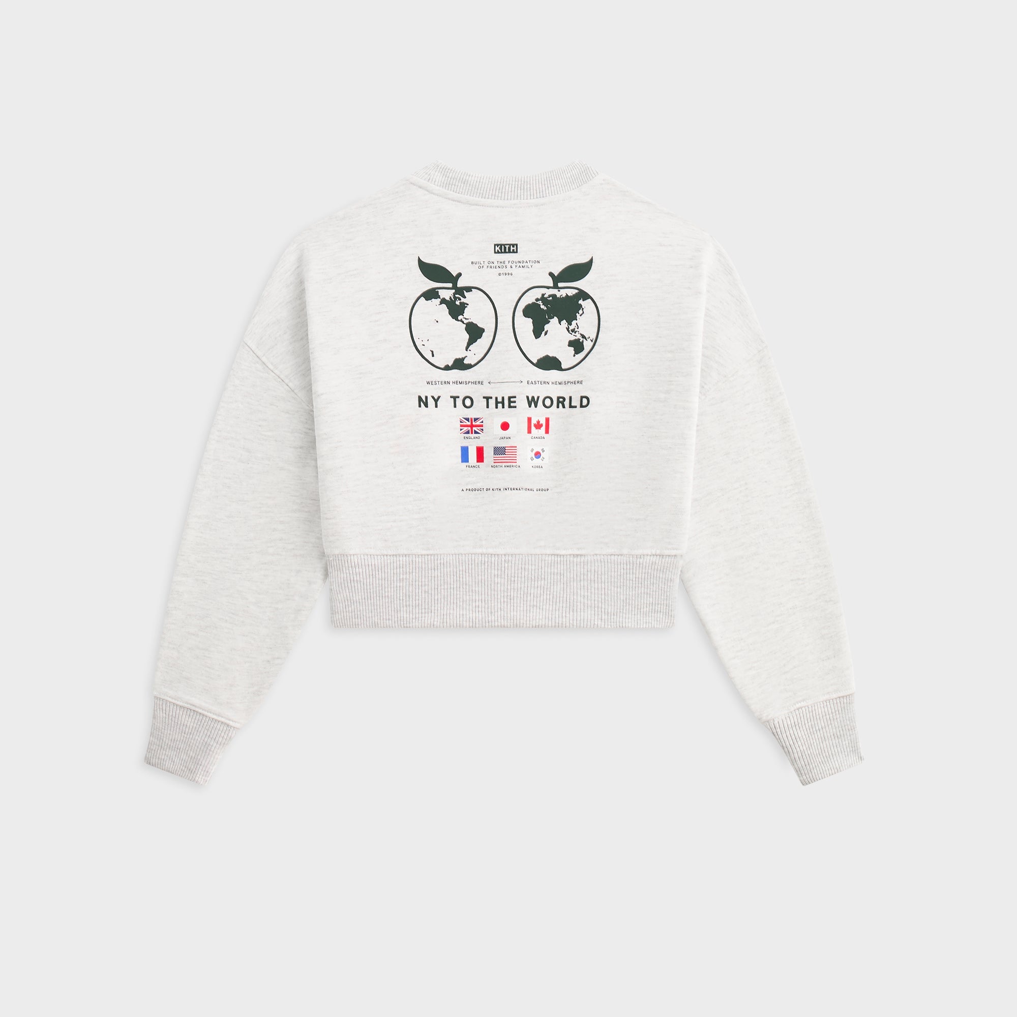 Kith Kids Logo Cropped Crewneck - Light Heather Grey