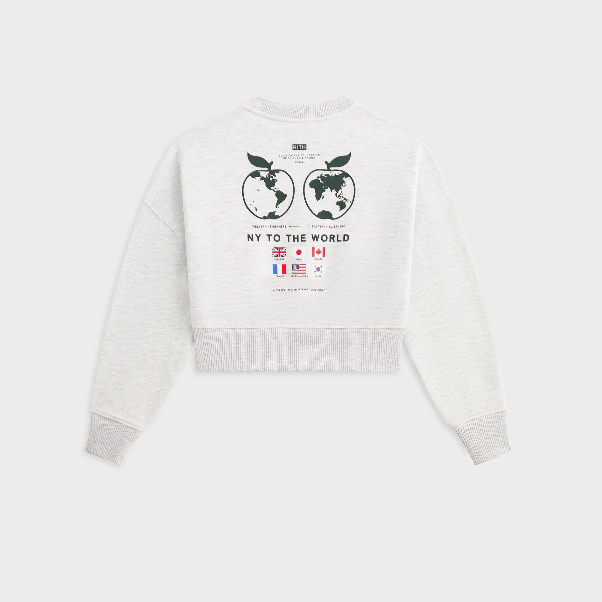 Kith Kids Logo Cropped Crewneck - Light Heather Grey