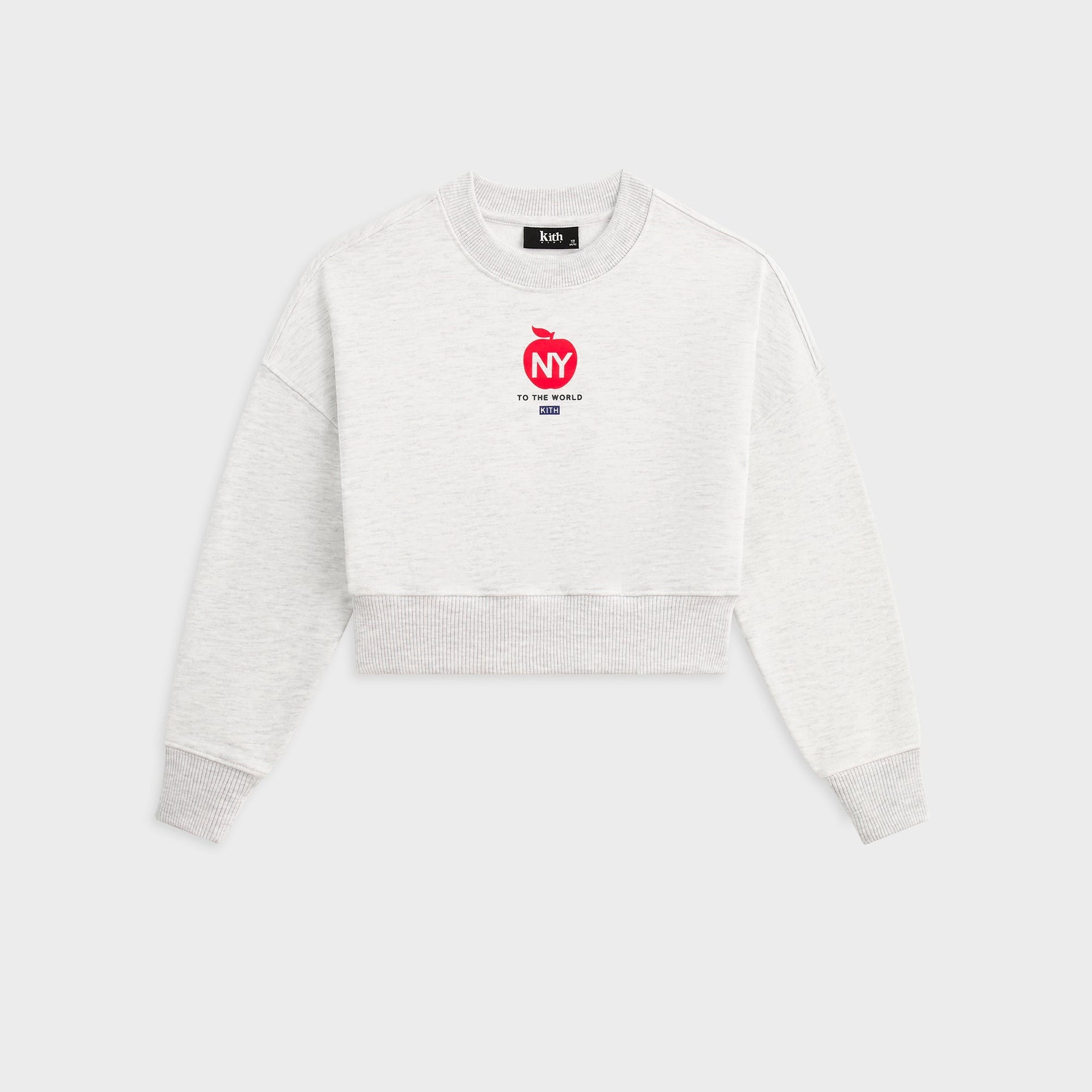 Kith Kids Logo Cropped Crewneck - Light Heather Grey