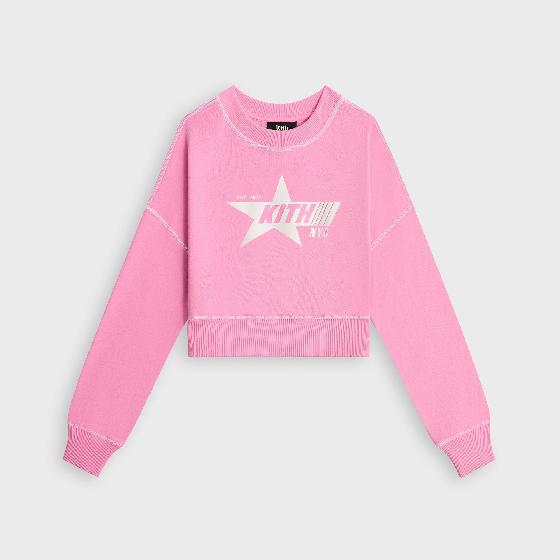 Kith Kids Cropped Contrast Stitch Nelson Crewneck - Caladium