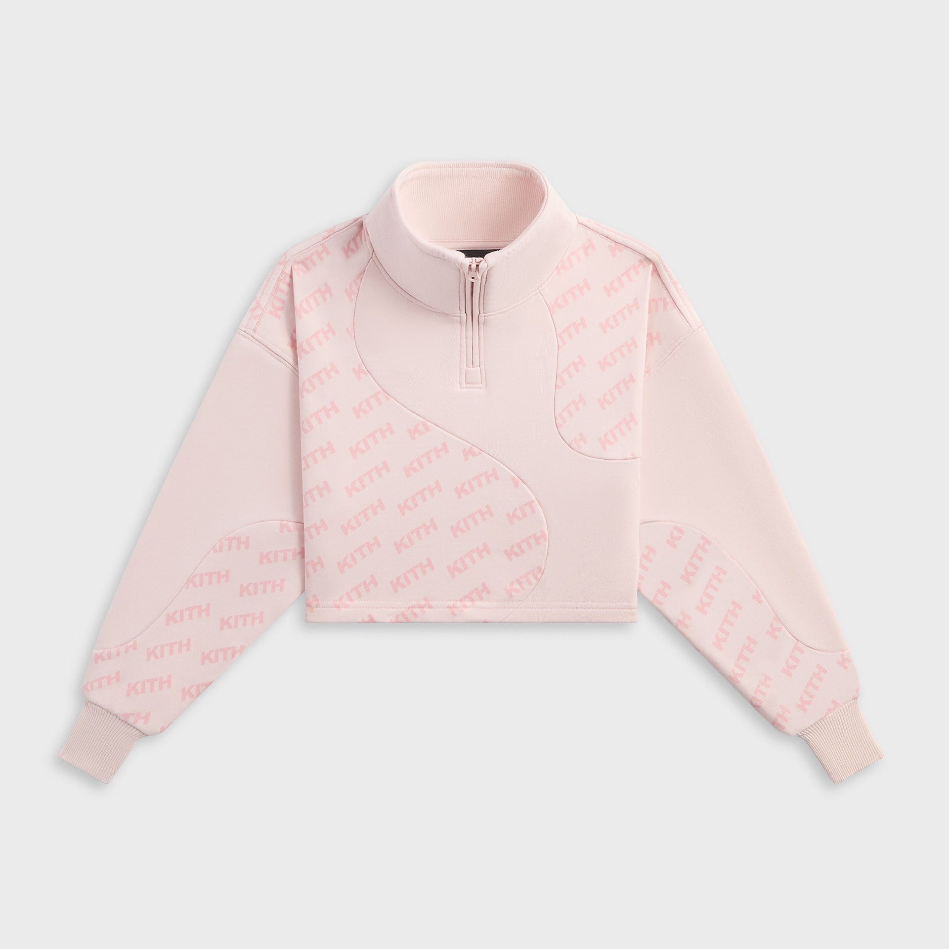 Kith Kids Blocked Monogram Cropped Jasper Quarter Zip - Perennial