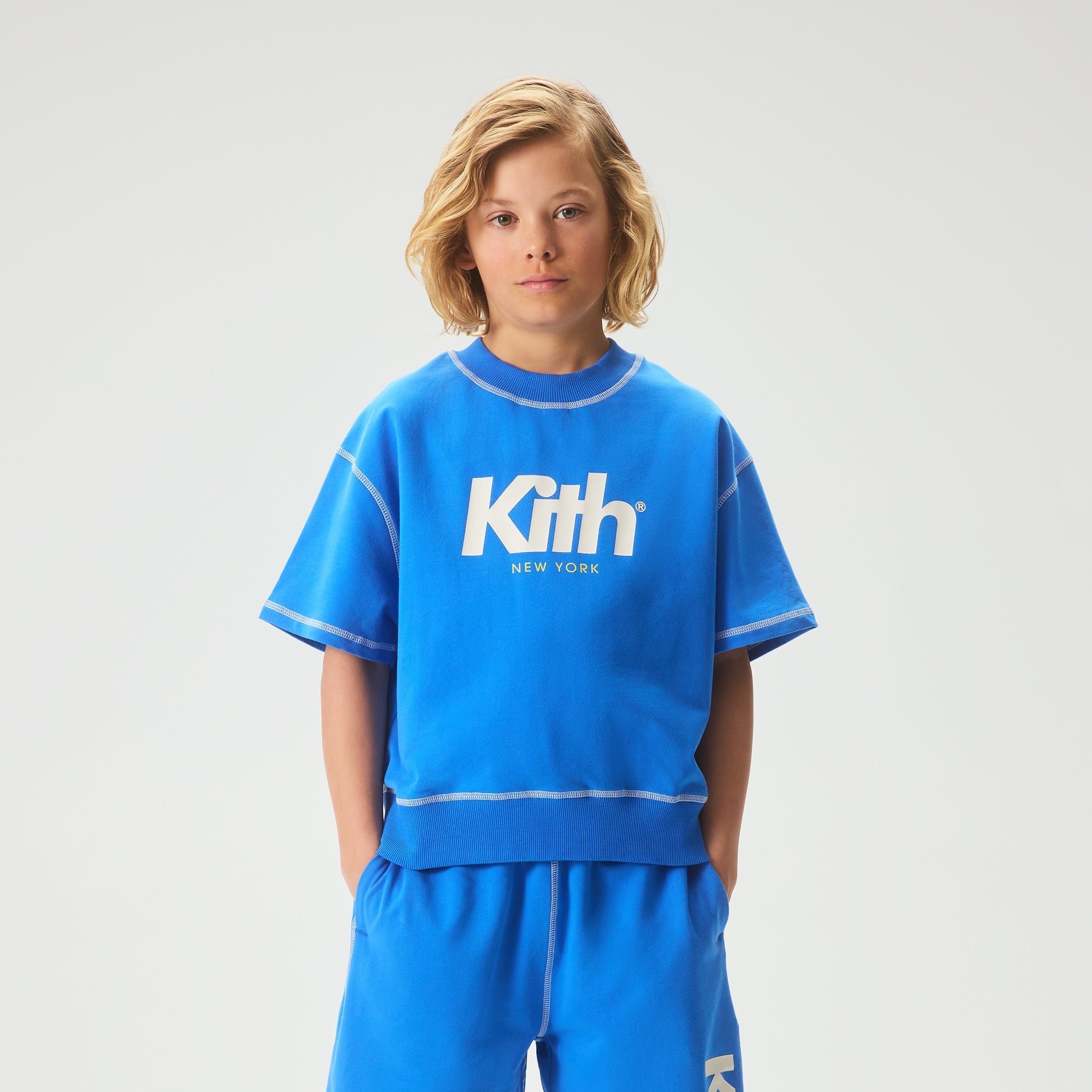 Kith Kids Short Sleeve Nelson Crewneck - Cobalt