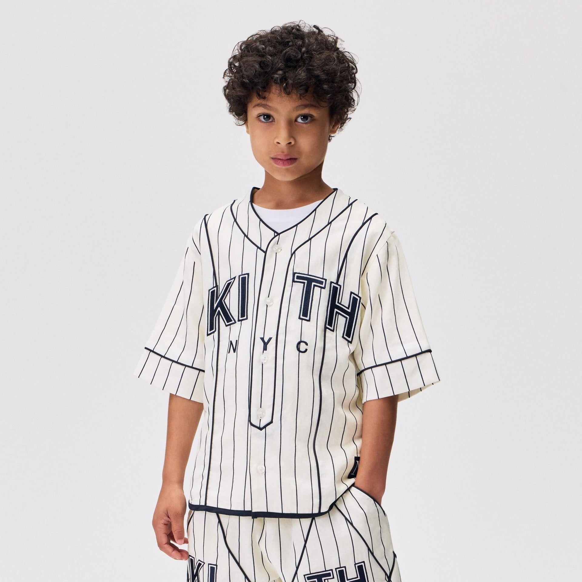 Kith Kids Pinstripe Baseball Shirt - Silk - PH