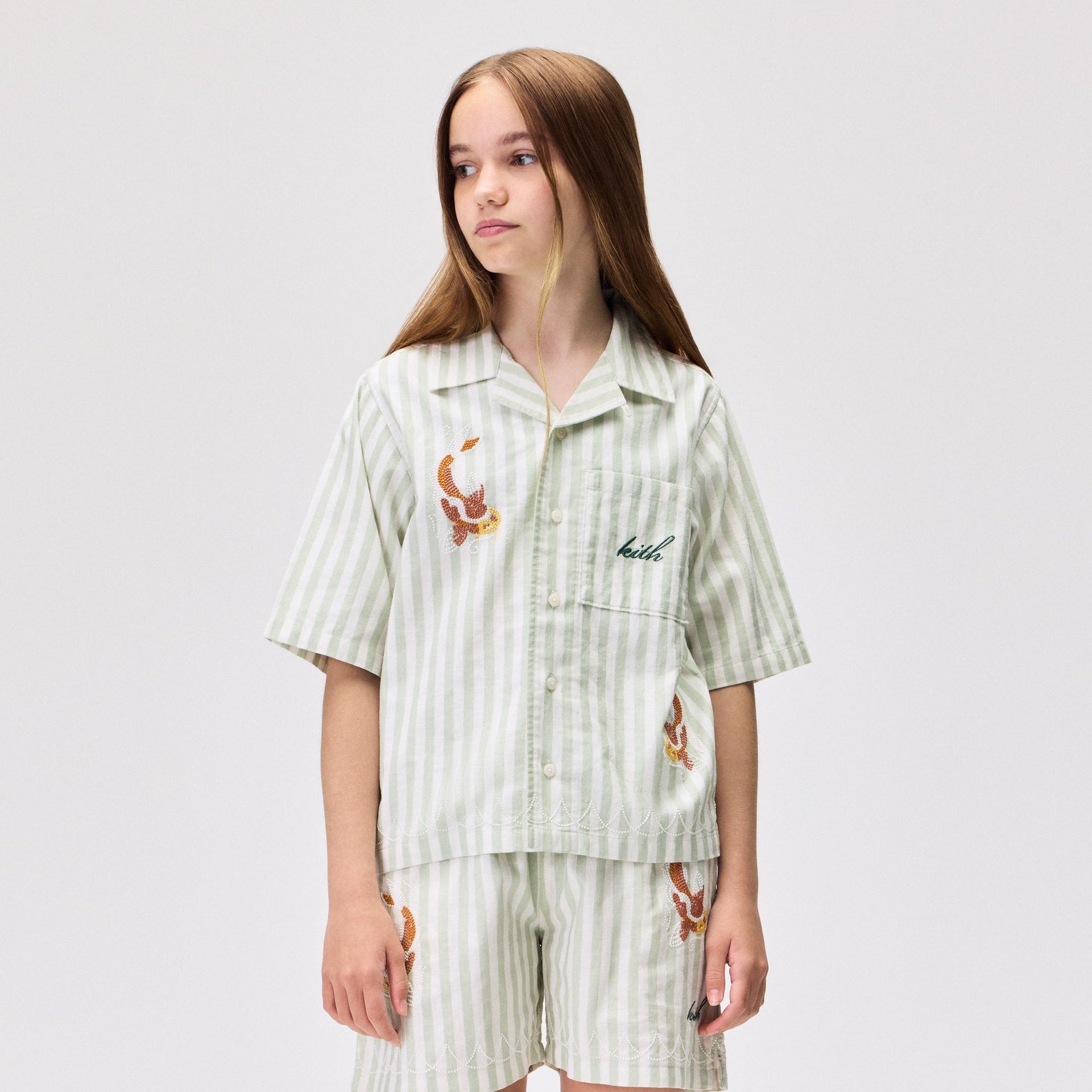 Kith Kids Embroidered Thompson Camp Shirt - Sage - PH