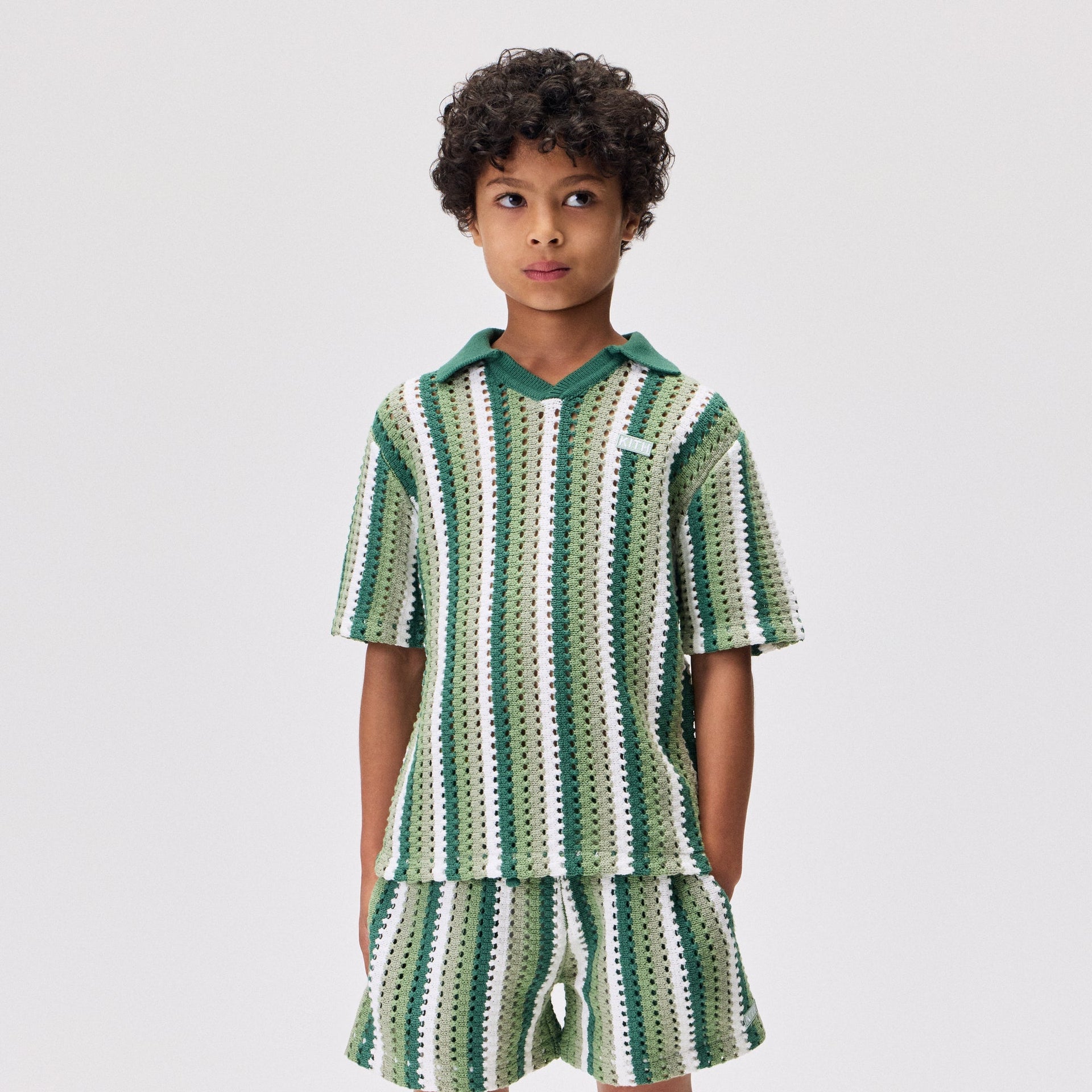Kith Kids Open Knit Pullover Polo - Sage - PH