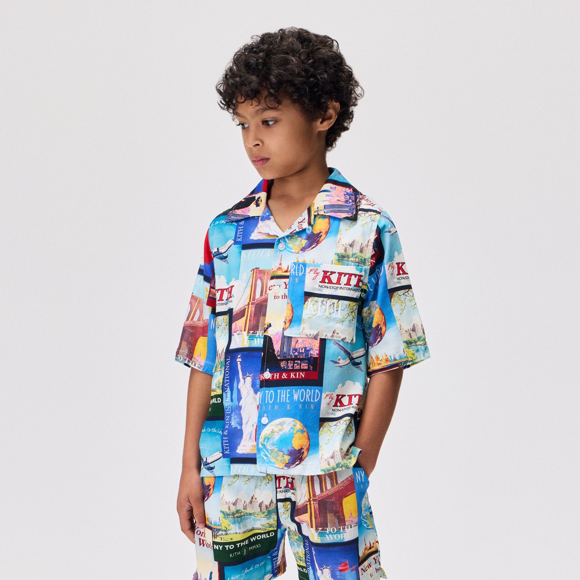 Kith Kids World Travel Printed Thompson Camp Shirt - Nocturnal