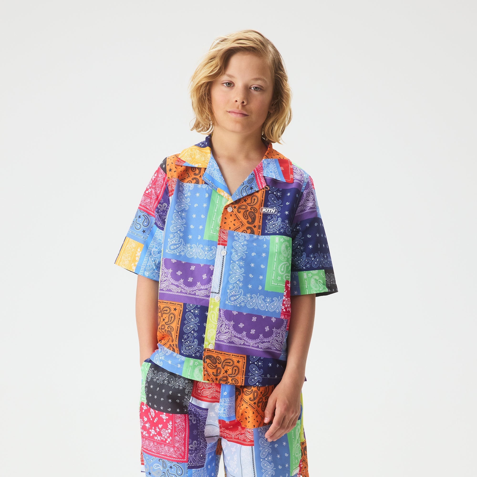 KITH KIDS セットアップ　バンダナ柄 Kith Kids Bandana Splice Thompson Camp Swim Shirt - Lucky