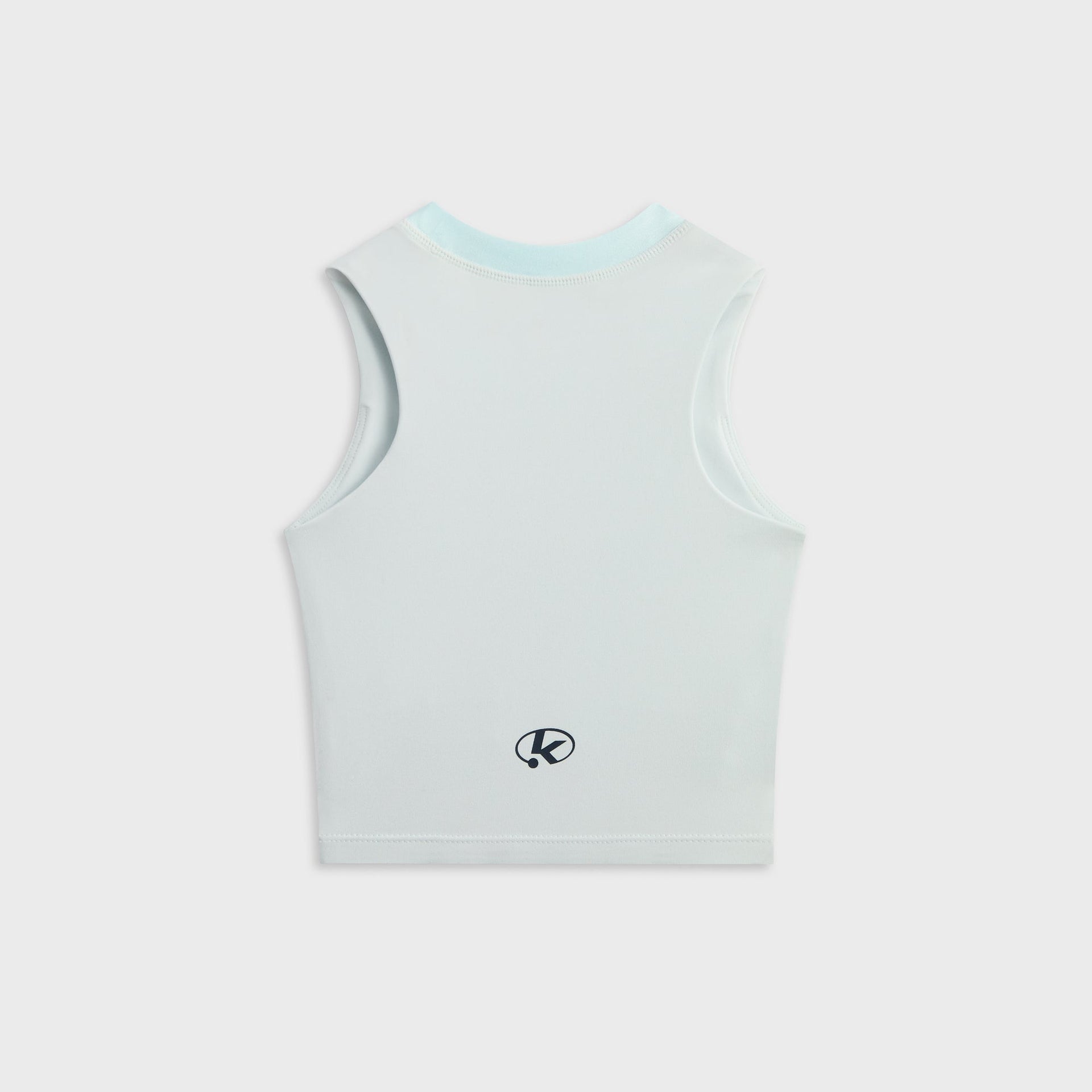 Kith Kids Active Tiana III Tank in Surry pale blue, flat lay back view with K oval logo at hem