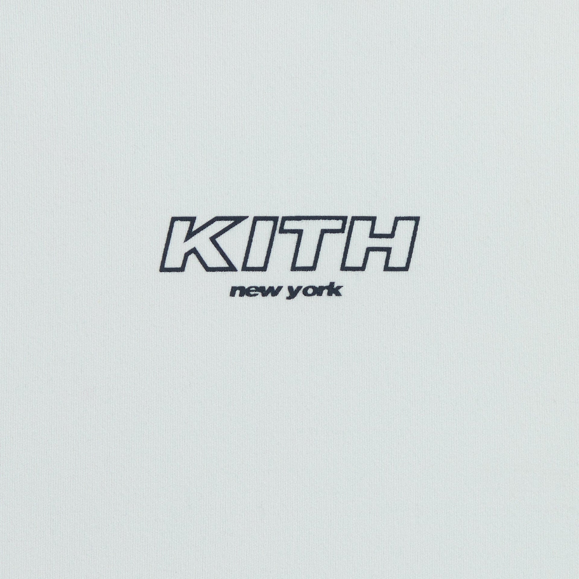 Close-up of KITH New York outlined logo print on Surry pale blue Kith Kids Tiana III Tank