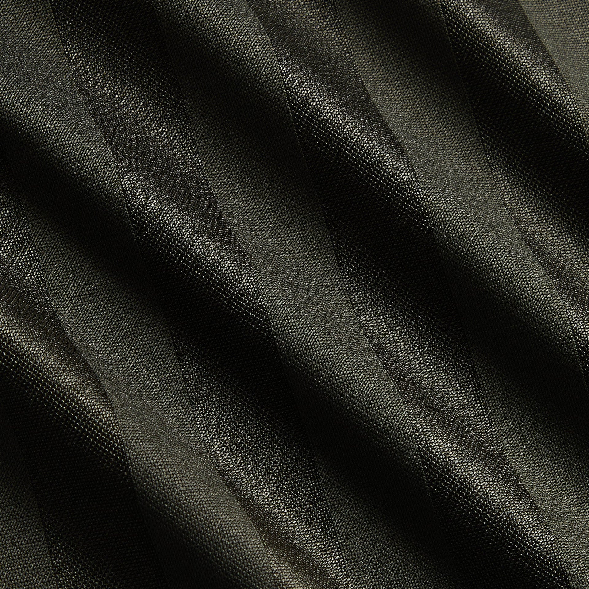 Kith Kids Malik Jersey, close-up of dark olive pinstripe mesh jersey fabric