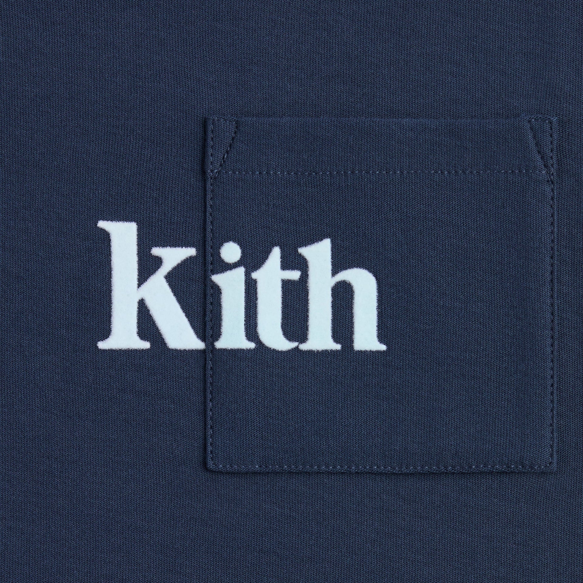 Kith Kids Quinn Tee, close-up of chest pocket with light blue kith logo