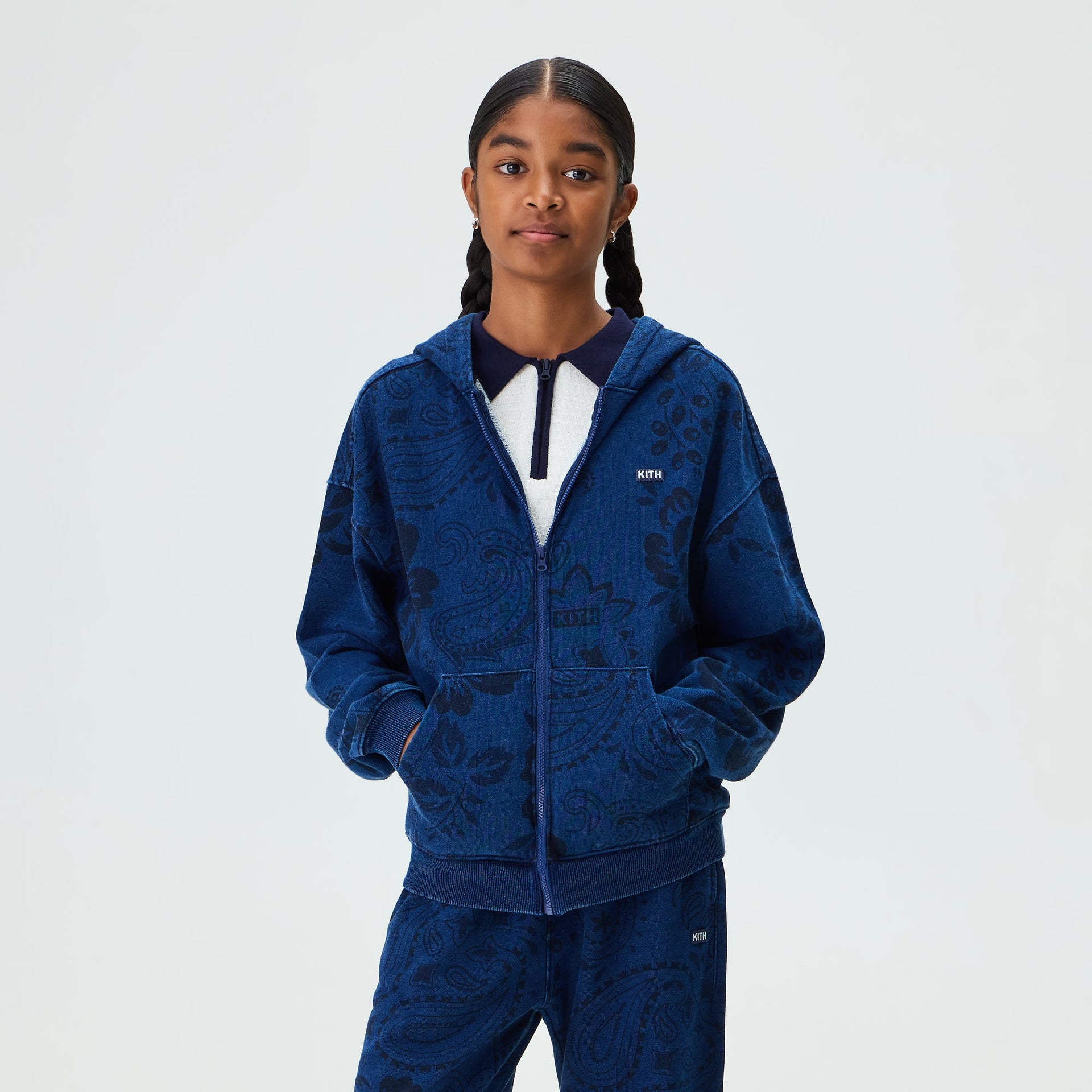 Kith Kids Full Zip Hoodie - Dark Indigo