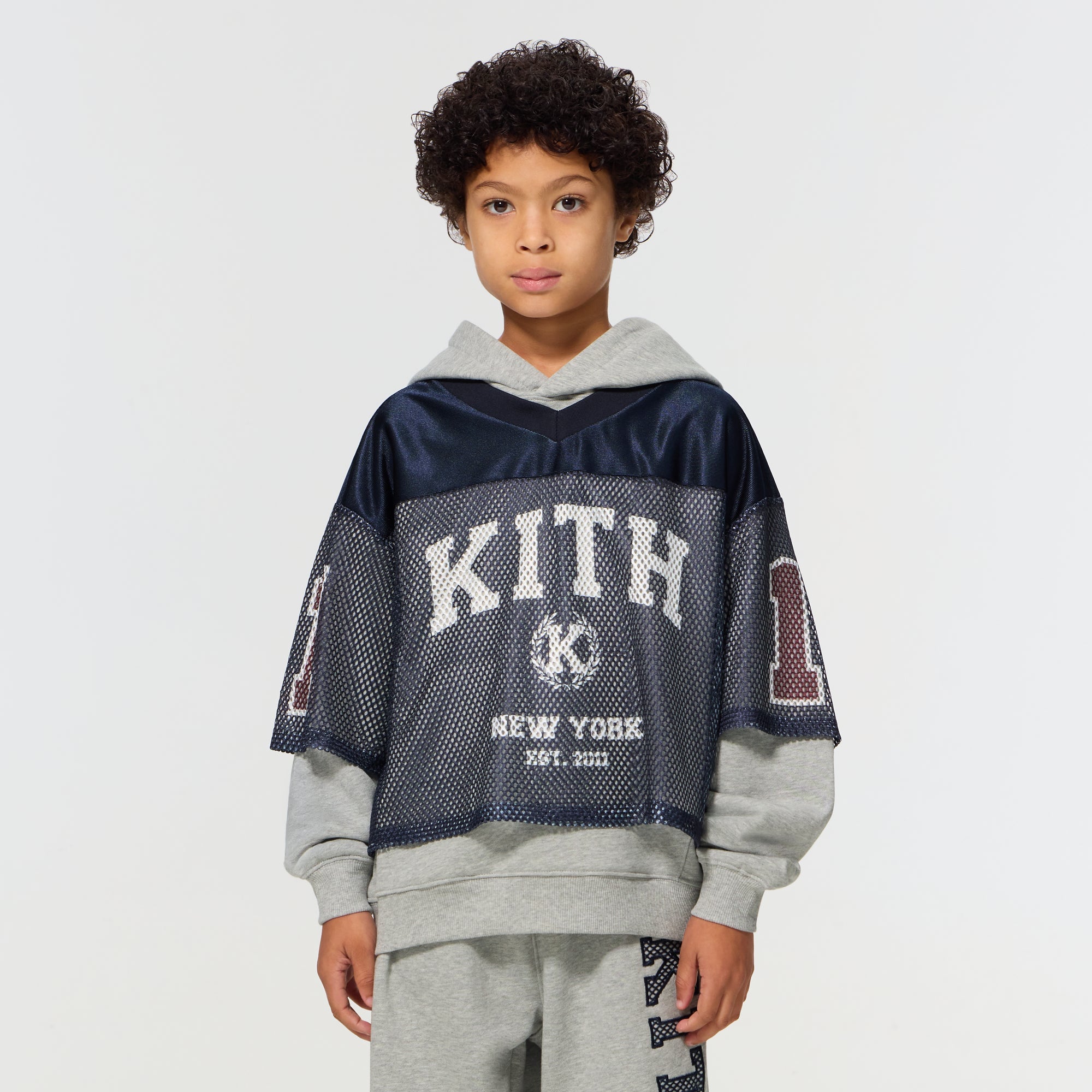 Kith Kids Athletic Mesh Combo Hoodie - Medium Heather Grey