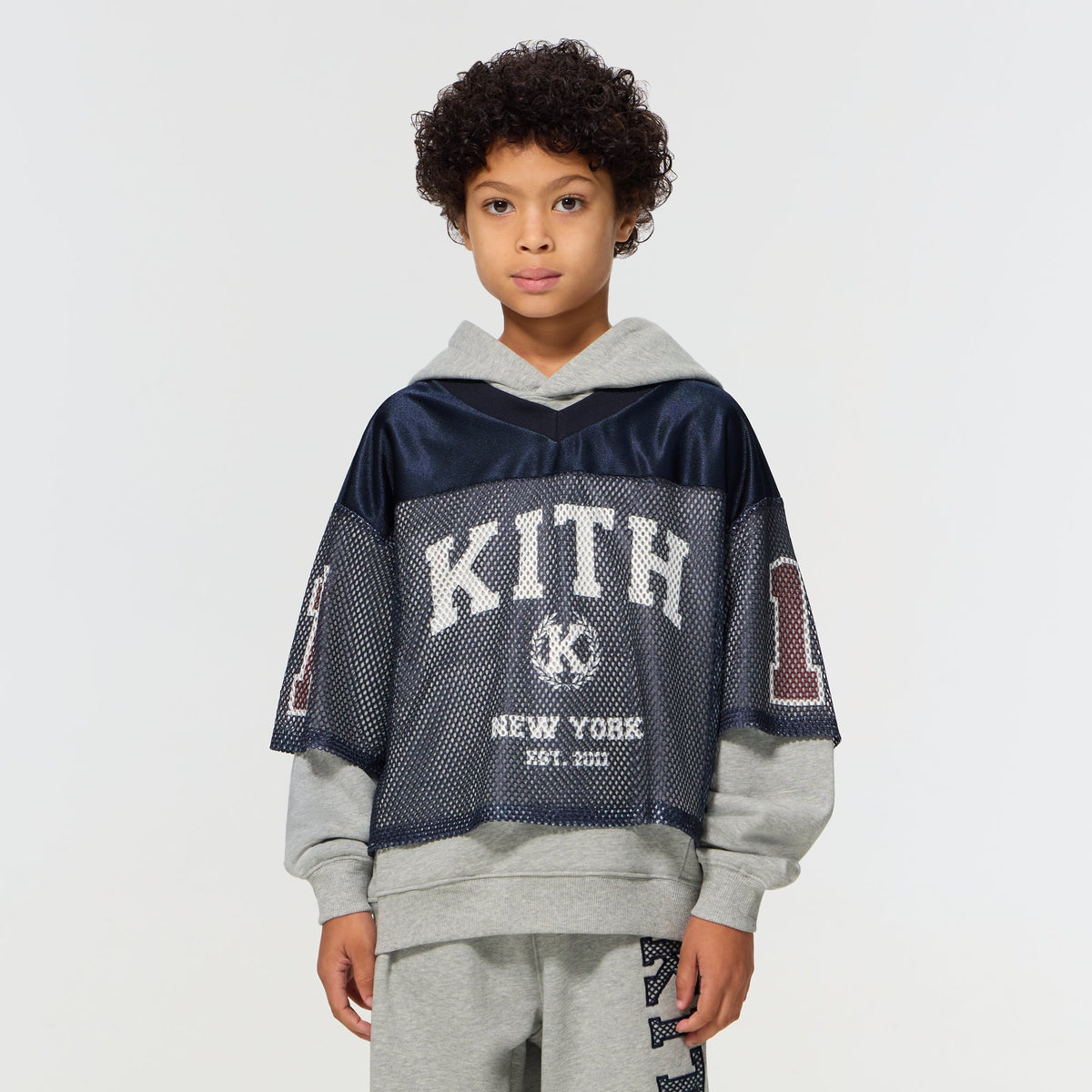 Kith Kids Athletic Mesh Combo Hoodie - Medium Heather Grey