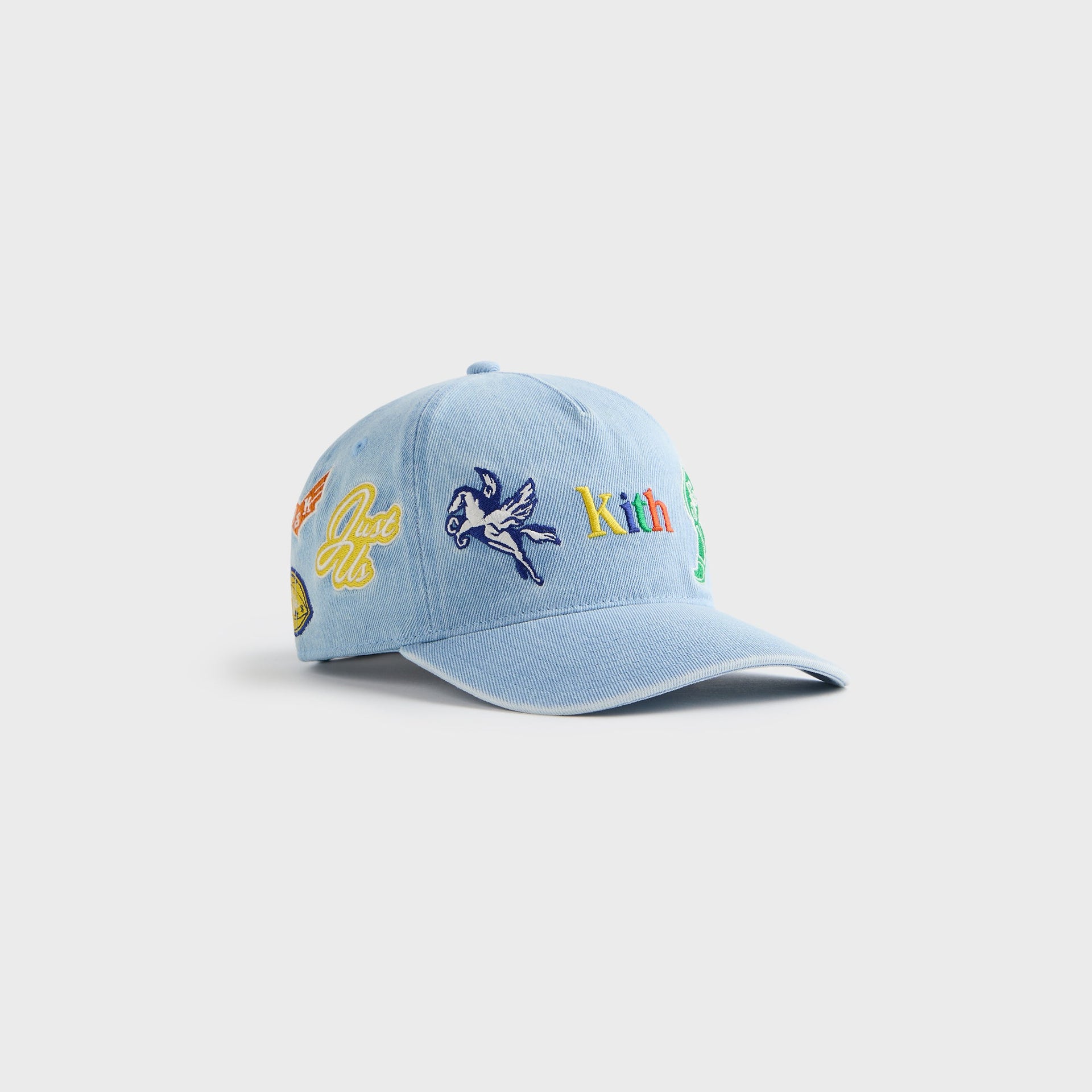 Kith Kids NY to the World Denim Pinch Crown Cap - Light Indigo