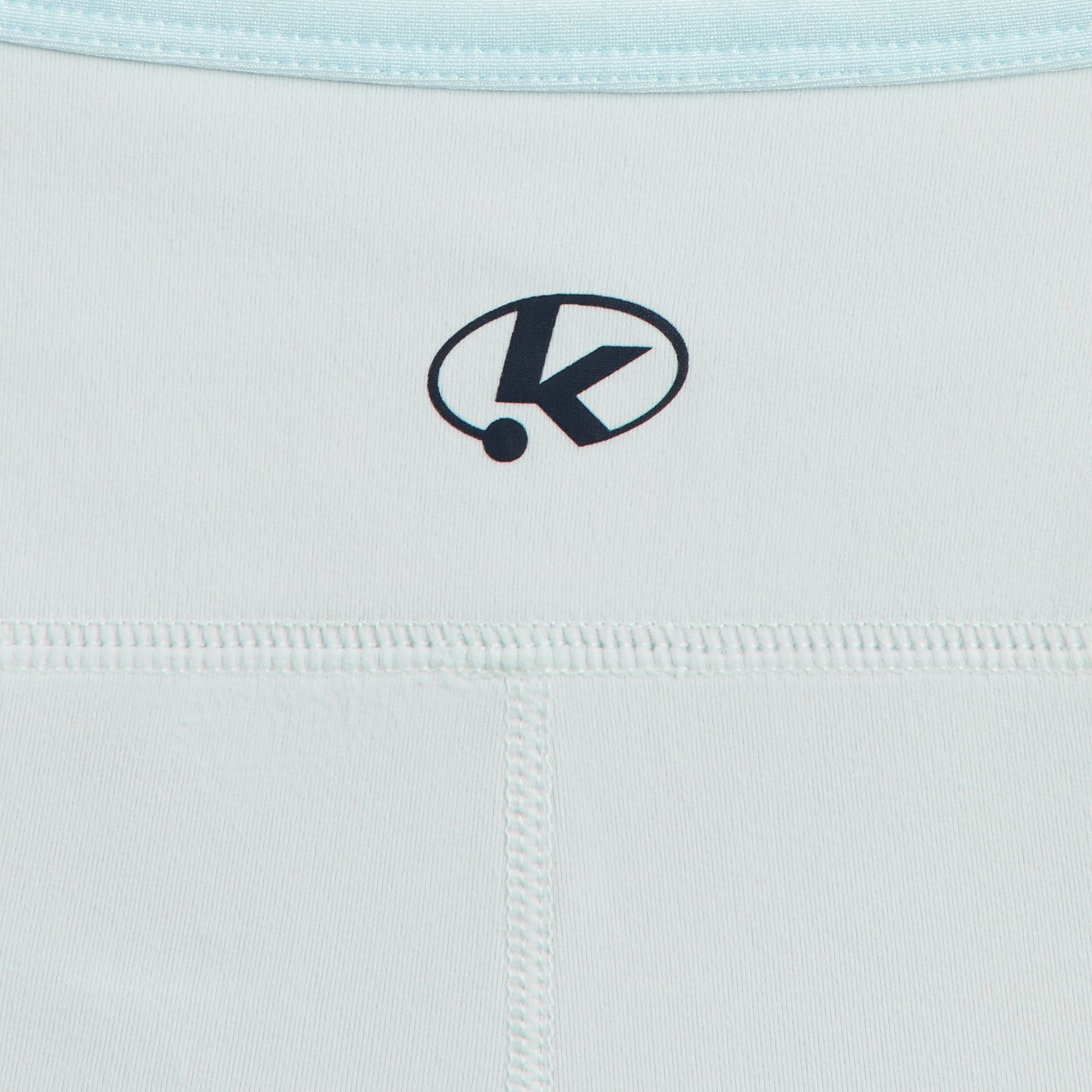 Kith Kids Active Jasina Flare Legging, close-up of rear waistband with navy oval K logo