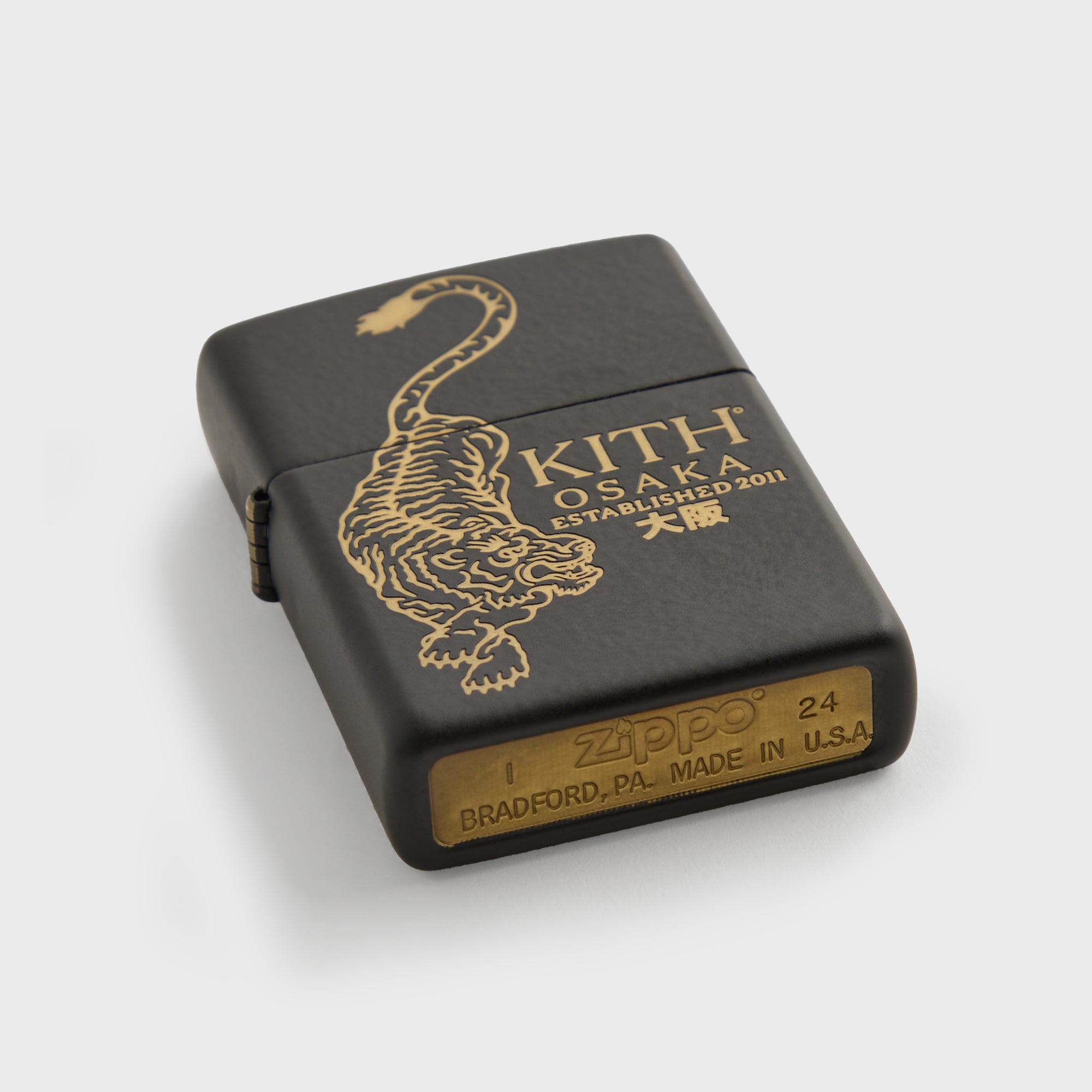 Kith Osaka Tiger Crest Zippo Lighter - Black
