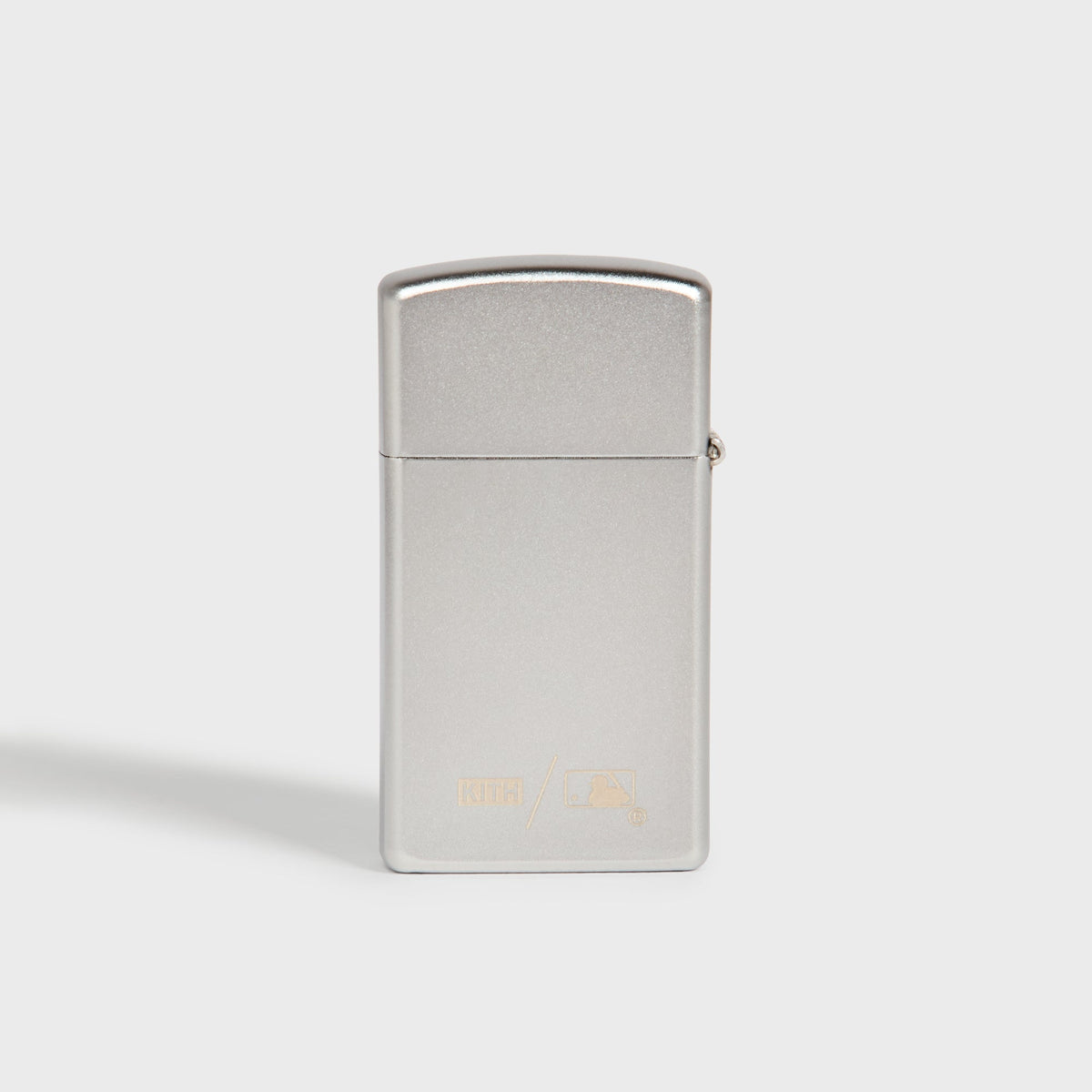 Kith x New York Yankees silver Zippo lighter, back panel with Kith and MLB logo engraved