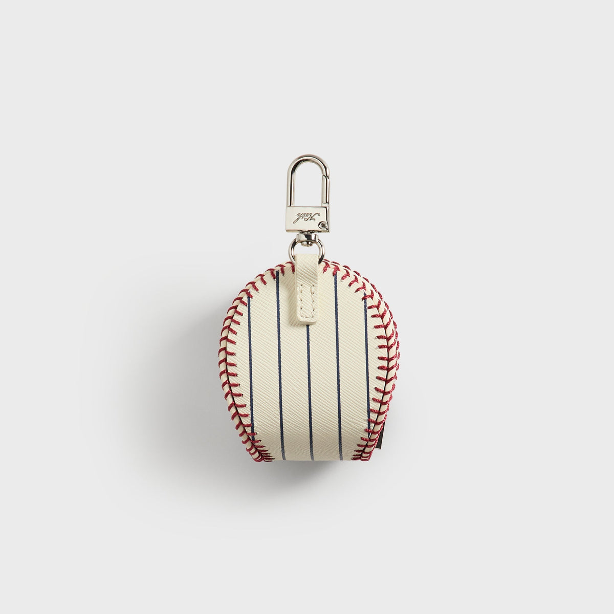 Back view of the Kith x New York Yankees Sandrift leather baseball pouch showing the zip pull tab