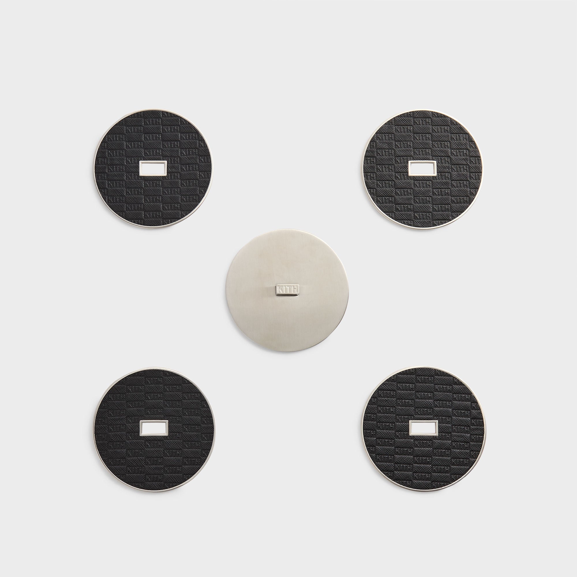 Kithmas Classic Logo Set of 4 Leather Coasters - Black