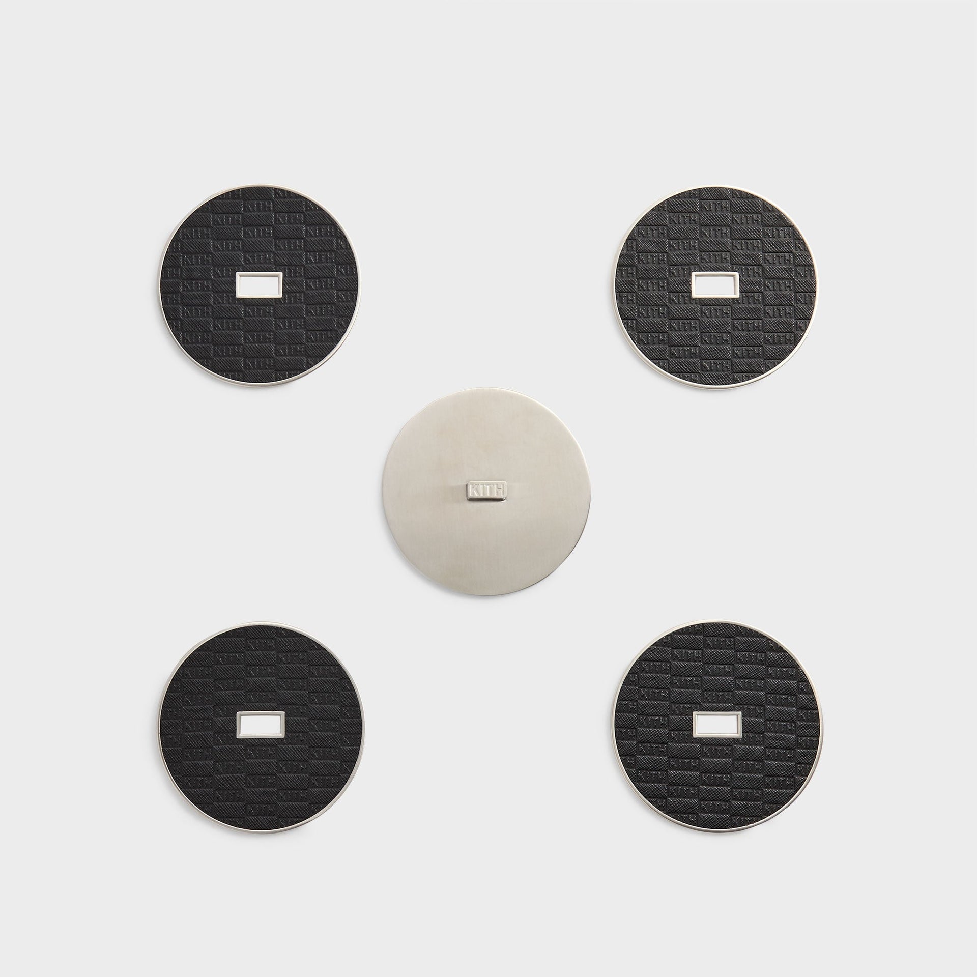 Kithmas Classic Logo Set of 4 Leather Coasters - Black - PH