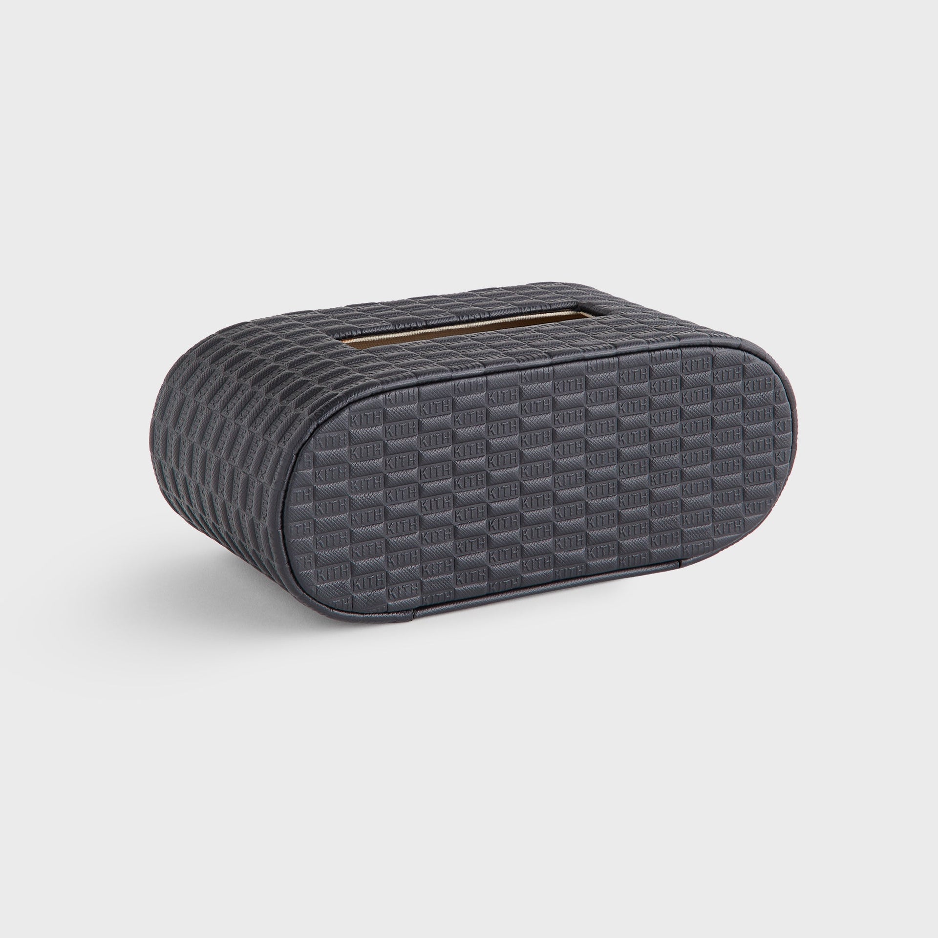 Kithmas Monogram Saffiano Leather Tissue Box - Black