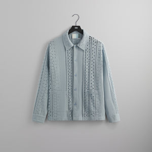 Kith Cotton Eyelet Boxy Collared Overshirt - Light Indigo