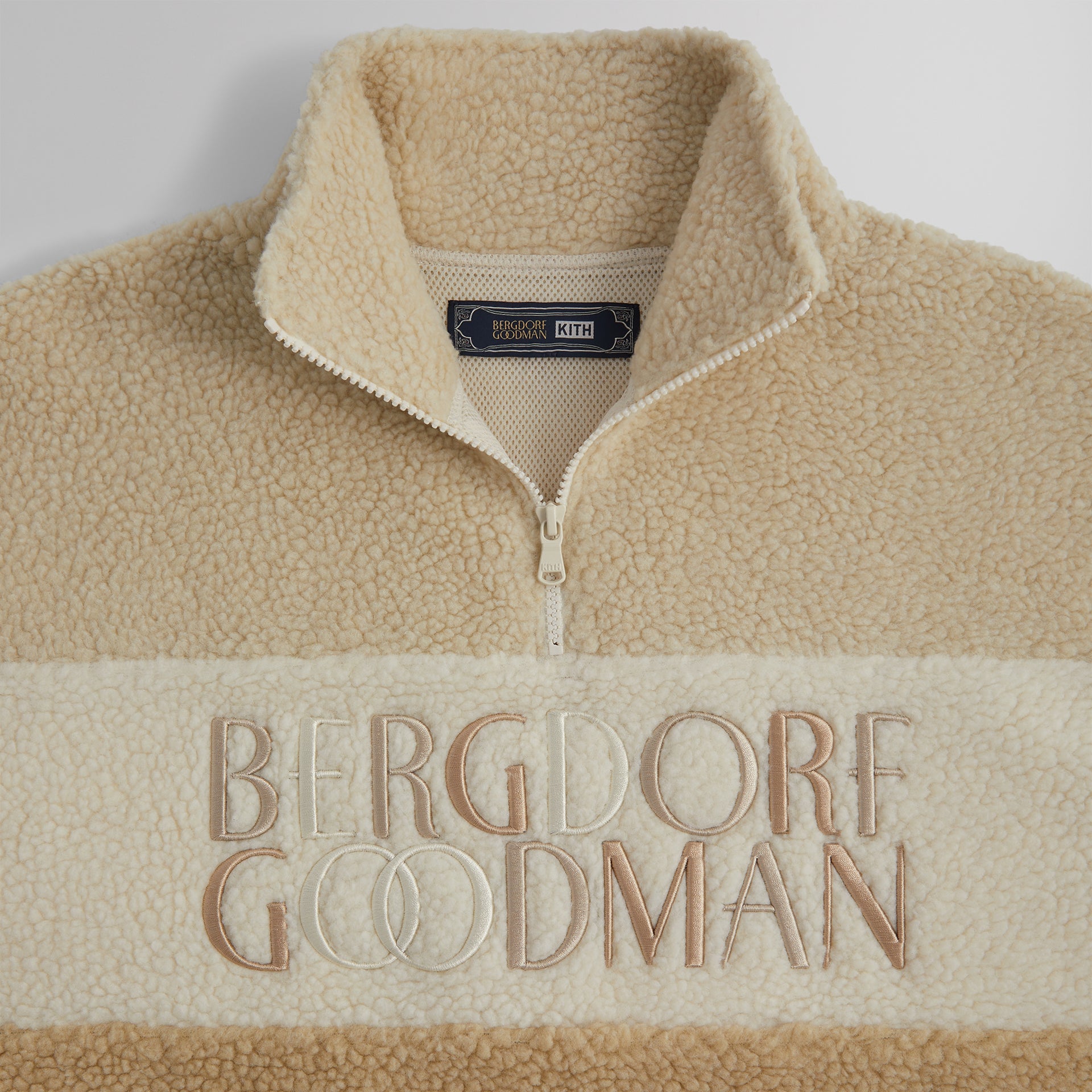 Kith for Bergdorf Goodman Heavy Sherpa Quarter Zip - Veil