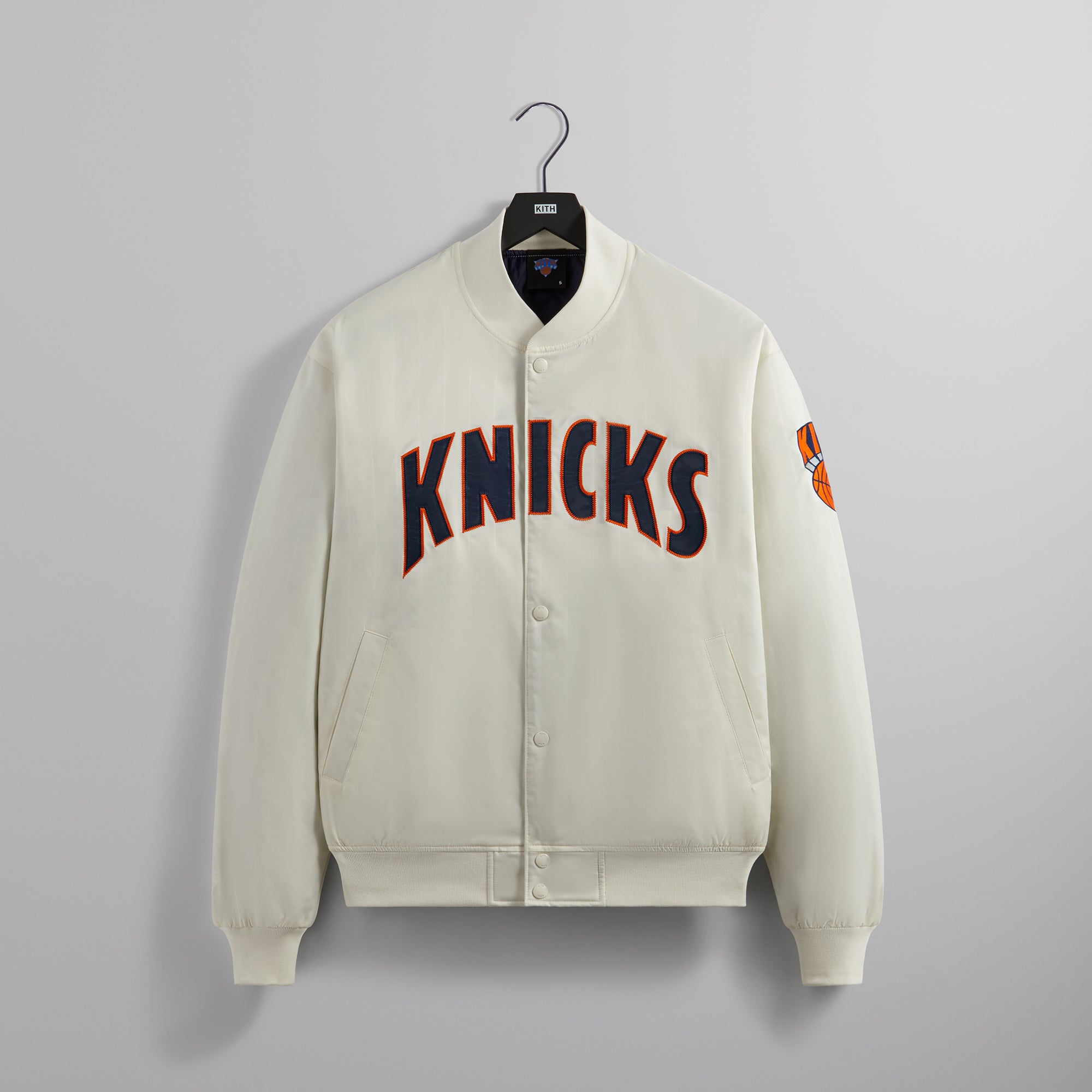 Kith for the New York Knicks Pinstripe Satin Bomber Jacket Silk