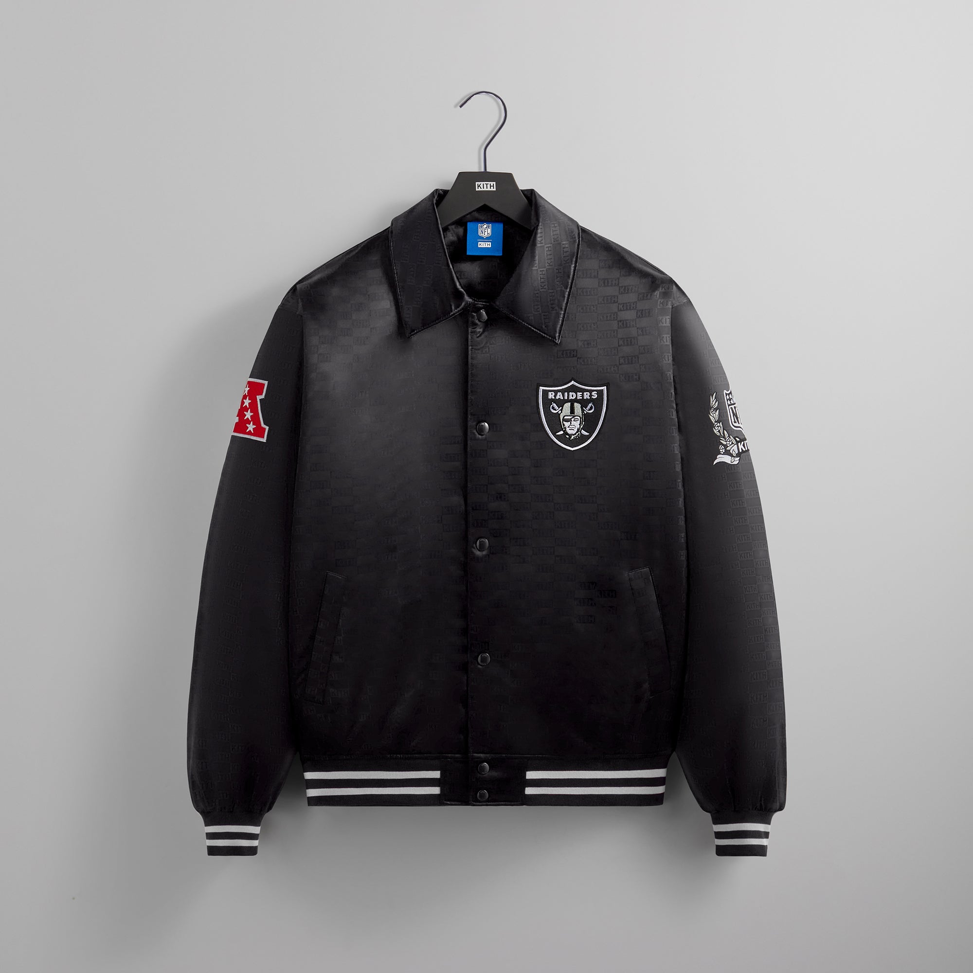 Kith for the NFL: Raiders Satin Bomber Jacket - Black