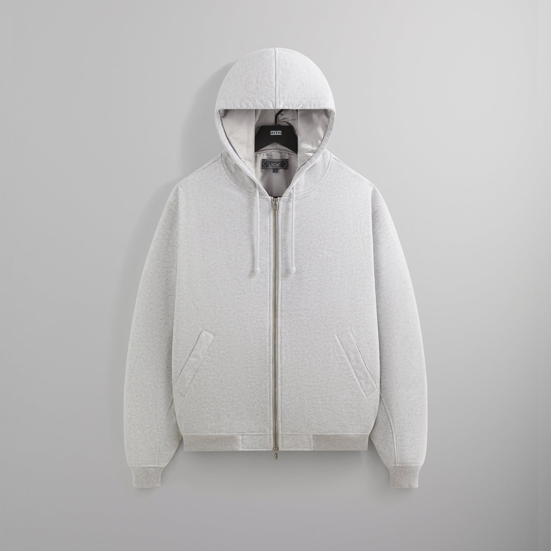 Kith Fleece Avery Hooded Bomber Jacket -  Light Heather Grey PH