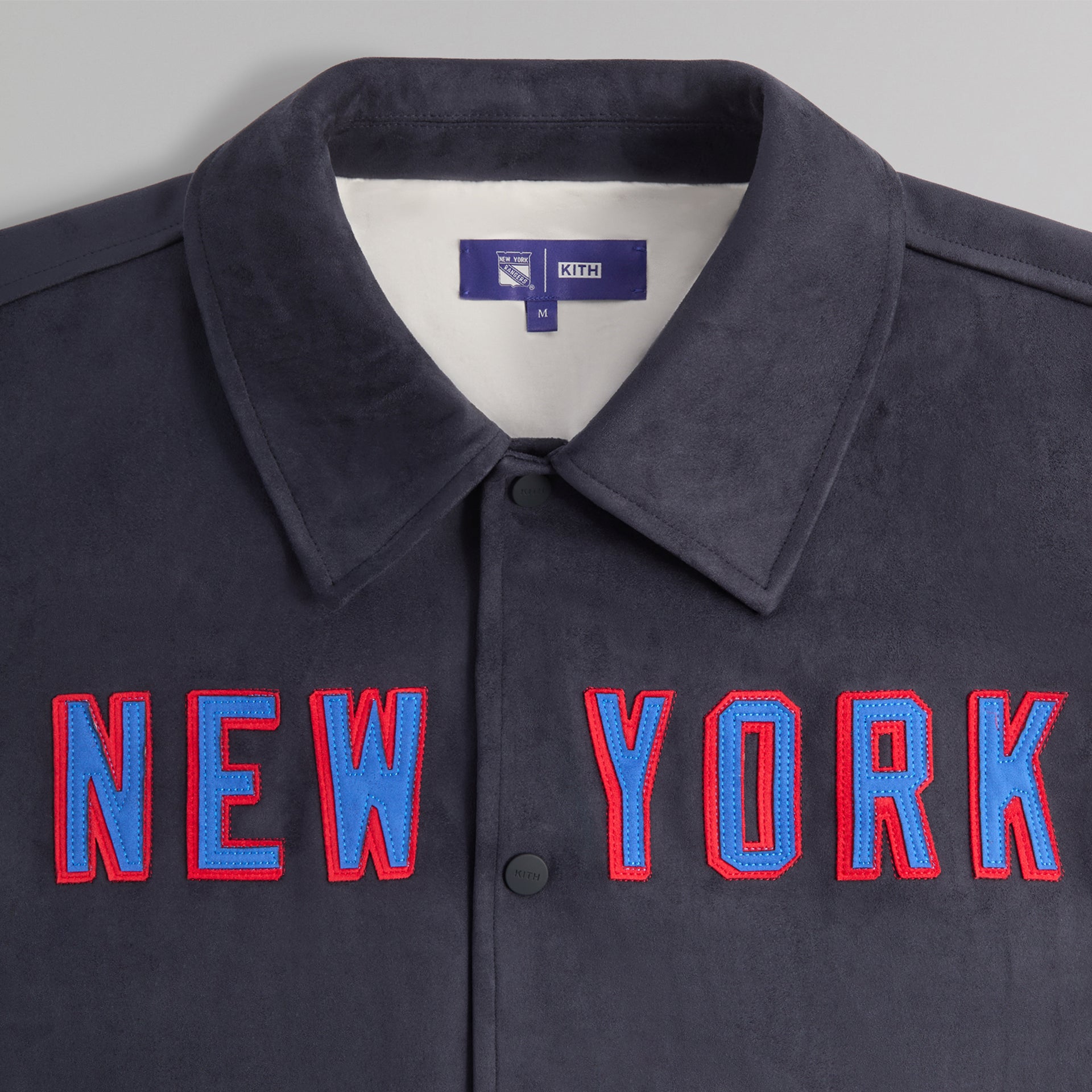 Kith for the New York Rangers Faux Suede Lamont Coaches Jacket - Nocturnal