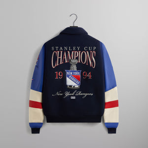 Kith for the New York Rangers Wool Leather Varsity Jacket - Nocturnal