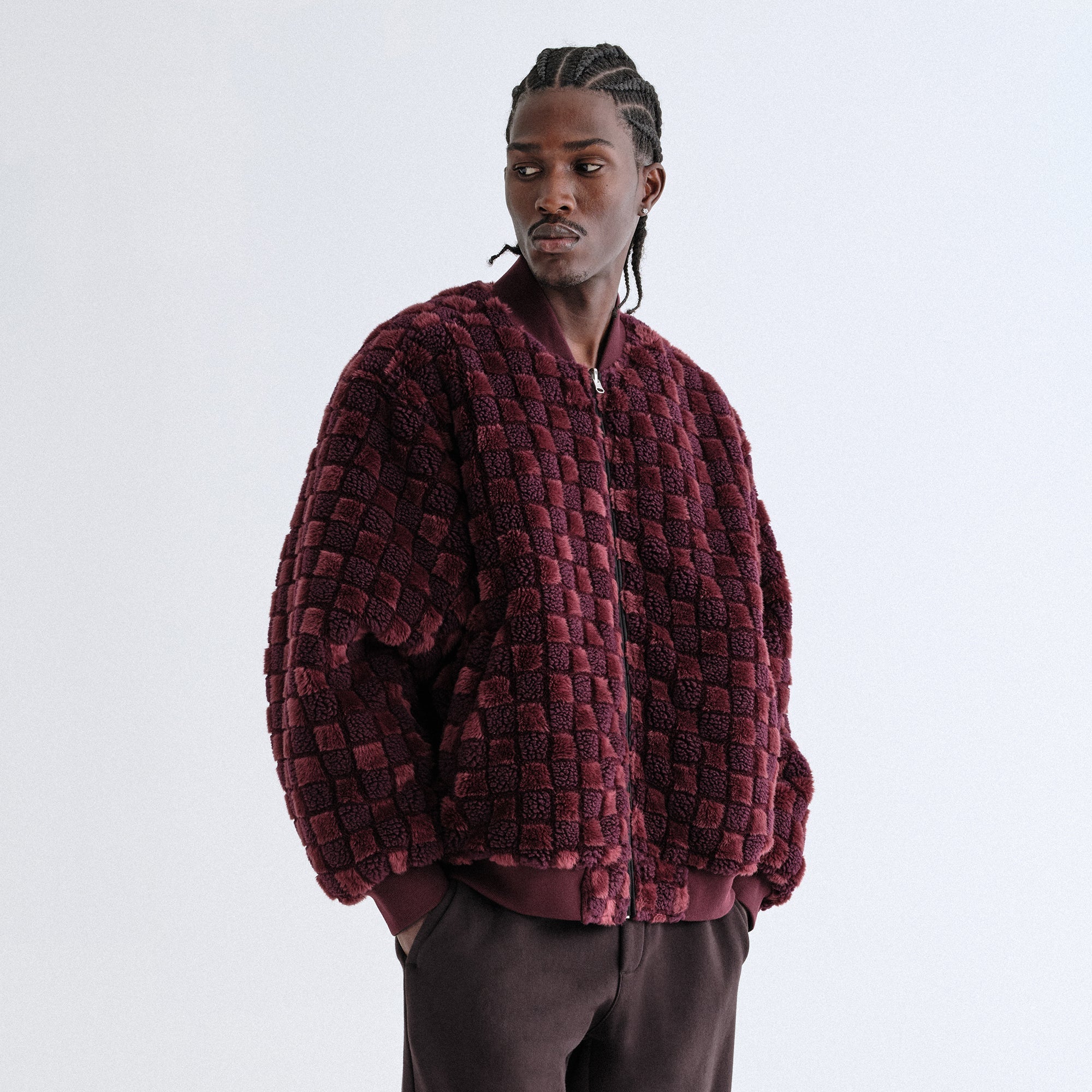 kith ロンパース  ボア　アウター　Faux Sherpa Coverall Kith Women Amis Patchwork Shearling Coat - Oxford