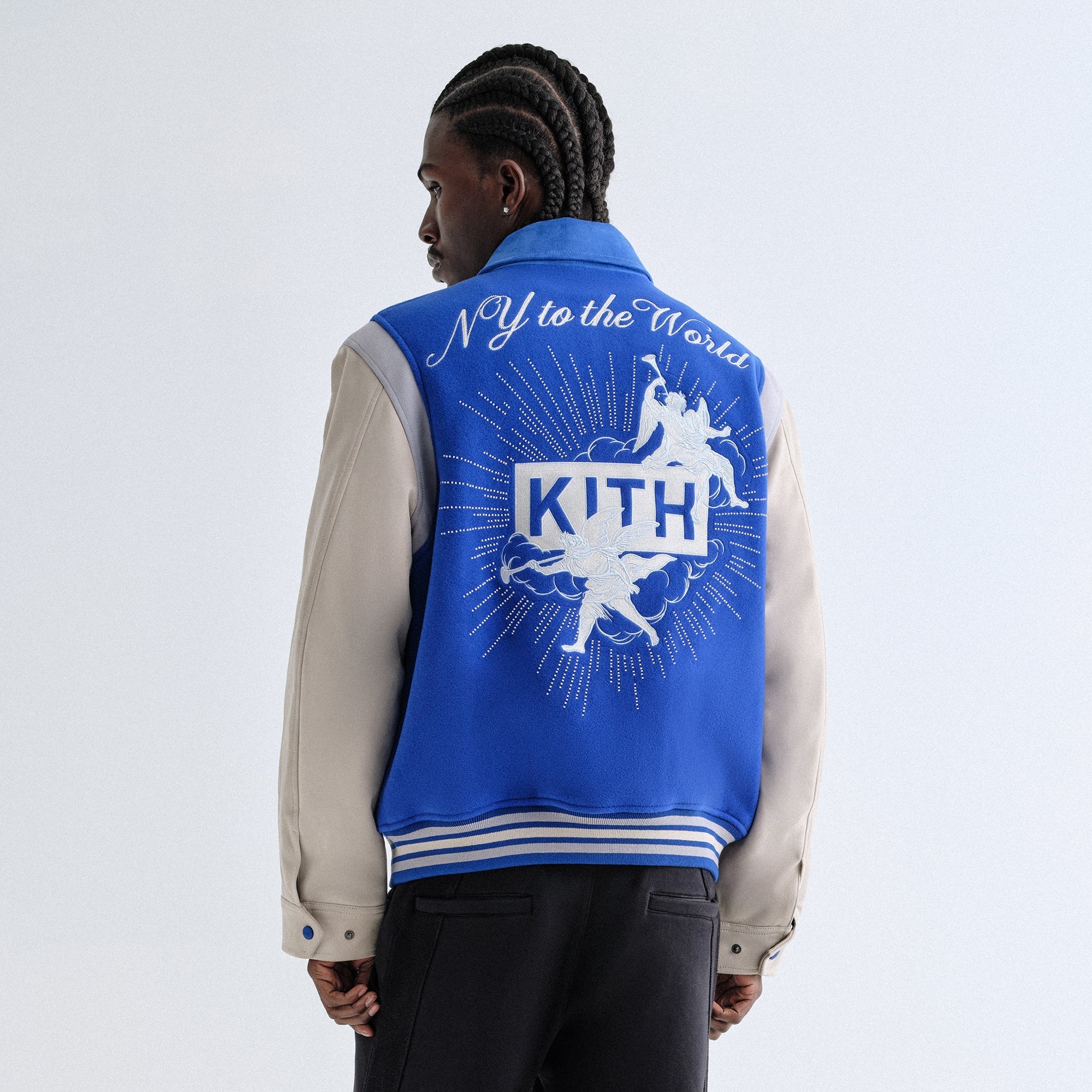 MATCH@専用　22FW KITH WOOL VARSITY JACKET Kith Wool & Microsuede Varsity Jacket - Cyclone