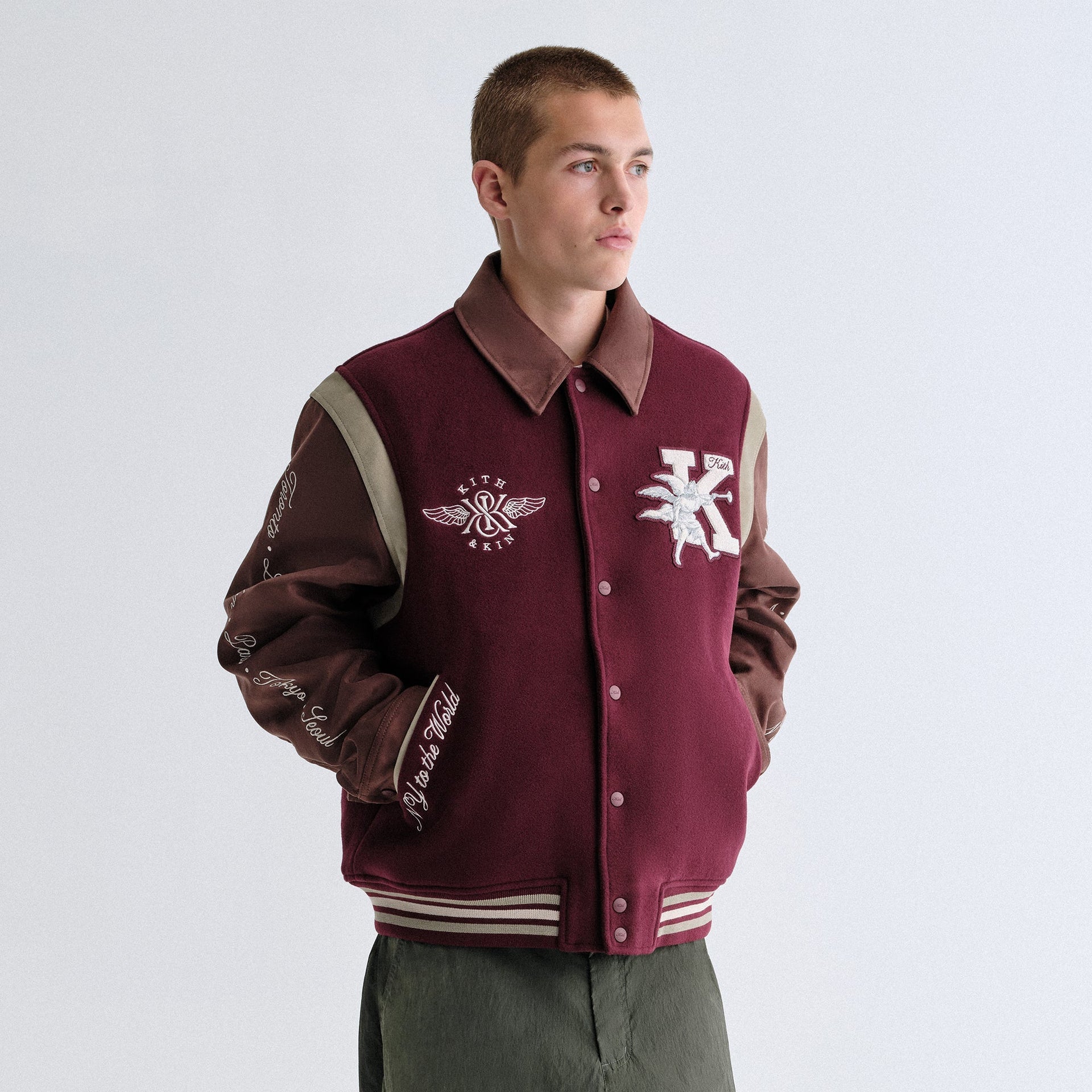 Kith Wool & Microsuede Varsity Jacket - Magma - PH