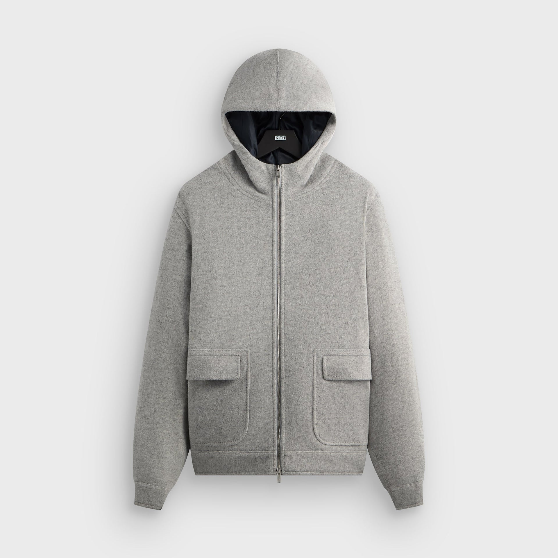 Kith Brushed Selfridge Zip Up Hoodie - Medium Heather Grey - PH