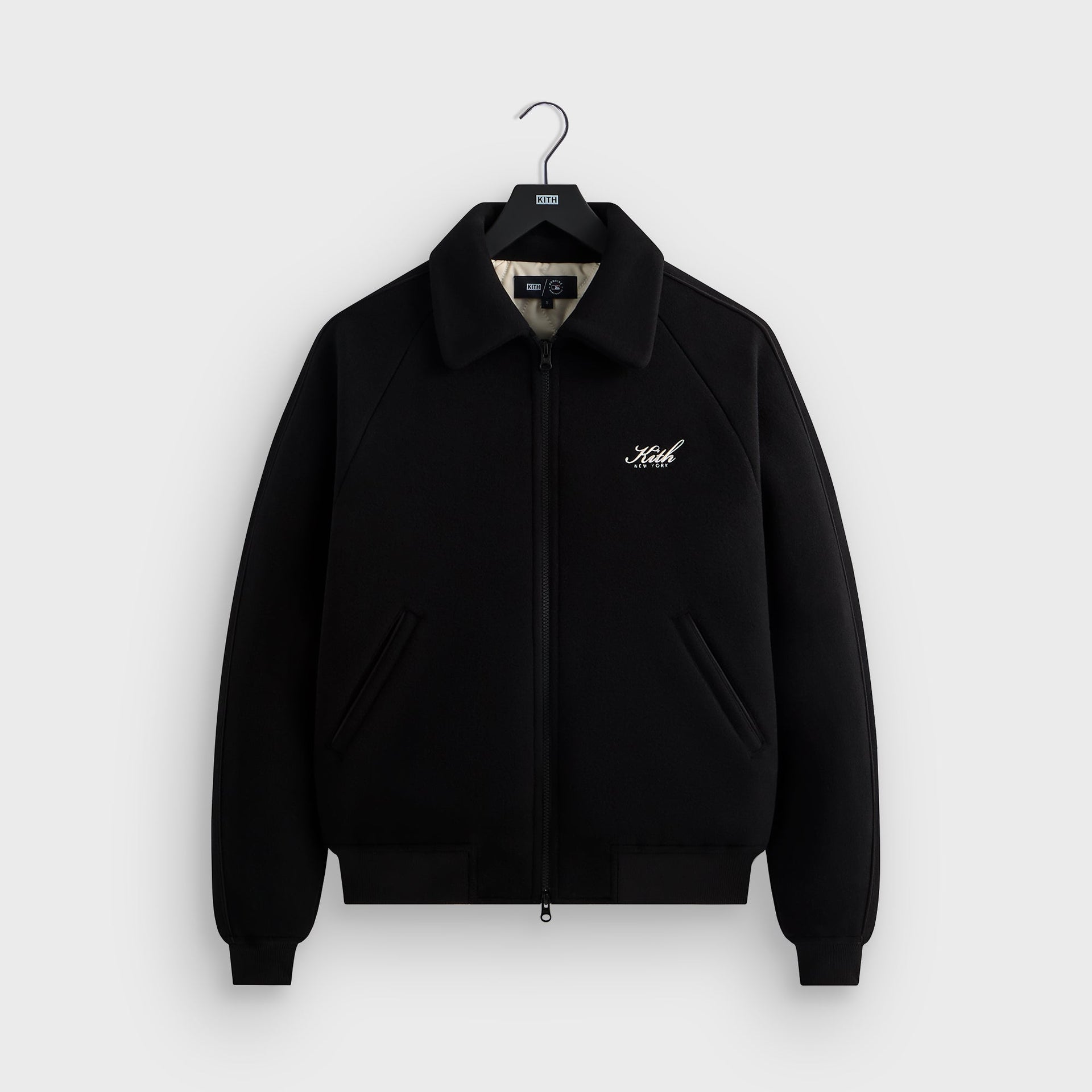 Kith for the New York Yankees Melton Wool Raglan Varsity Jacket - Black - PH
