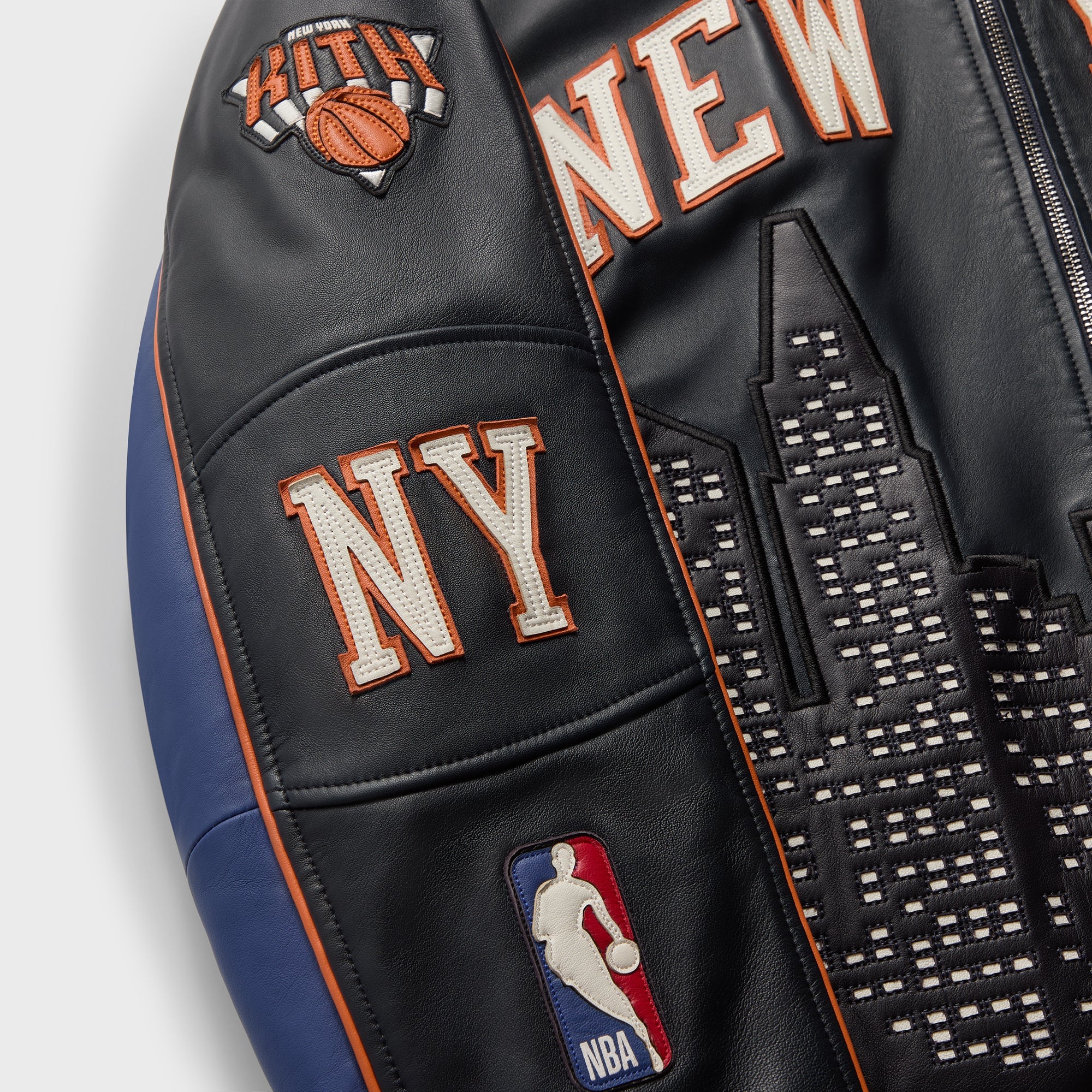 Kith for the New York Knicks Leather Moto Jacket - Nocturnal
