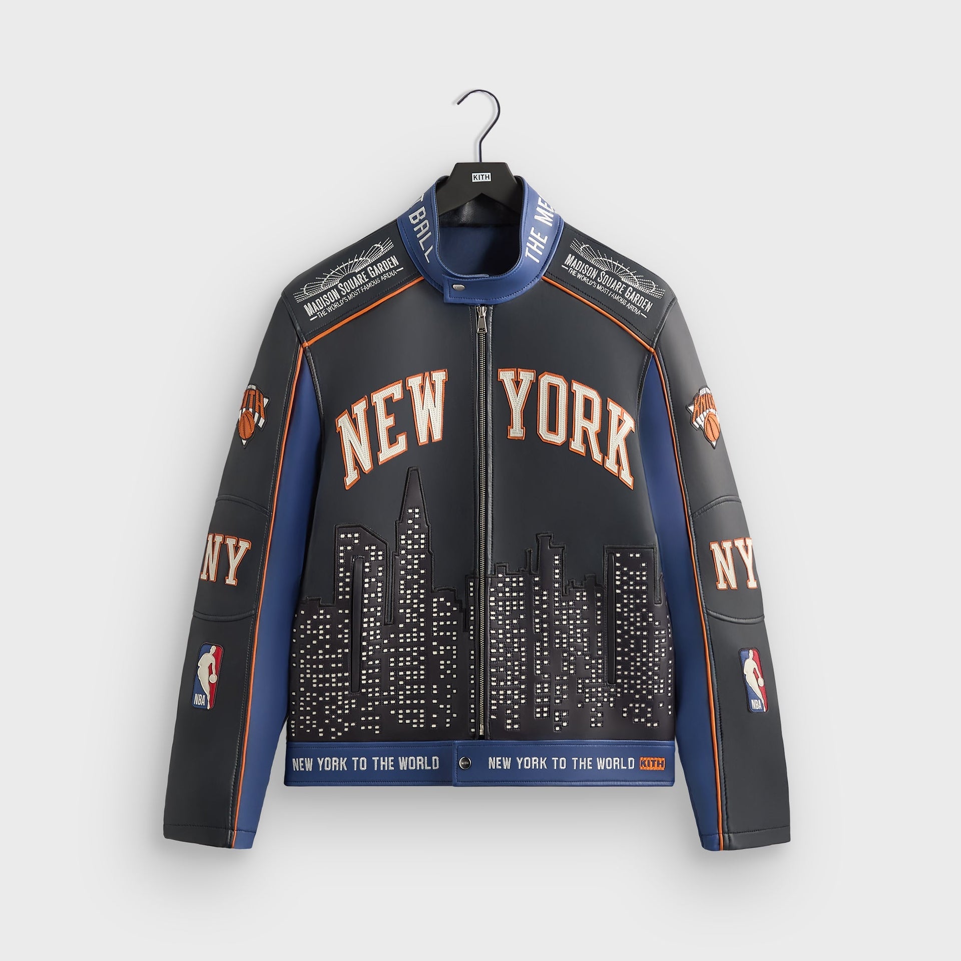 Kith for the New York Knicks Leather Moto Jacket - Nocturnal - PH