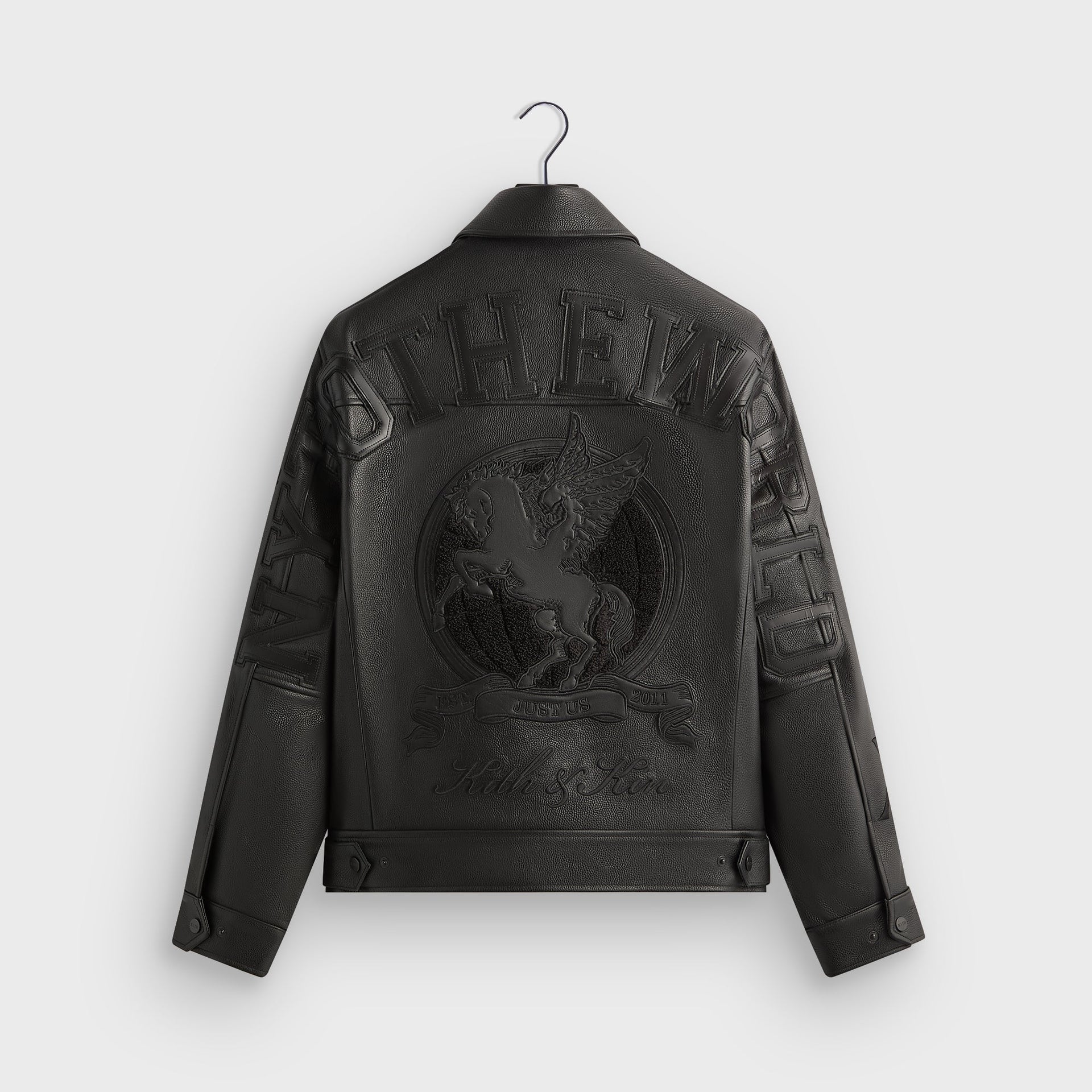 Kith Pebbled Leather Varsity Coaches Jacket - Black - PH