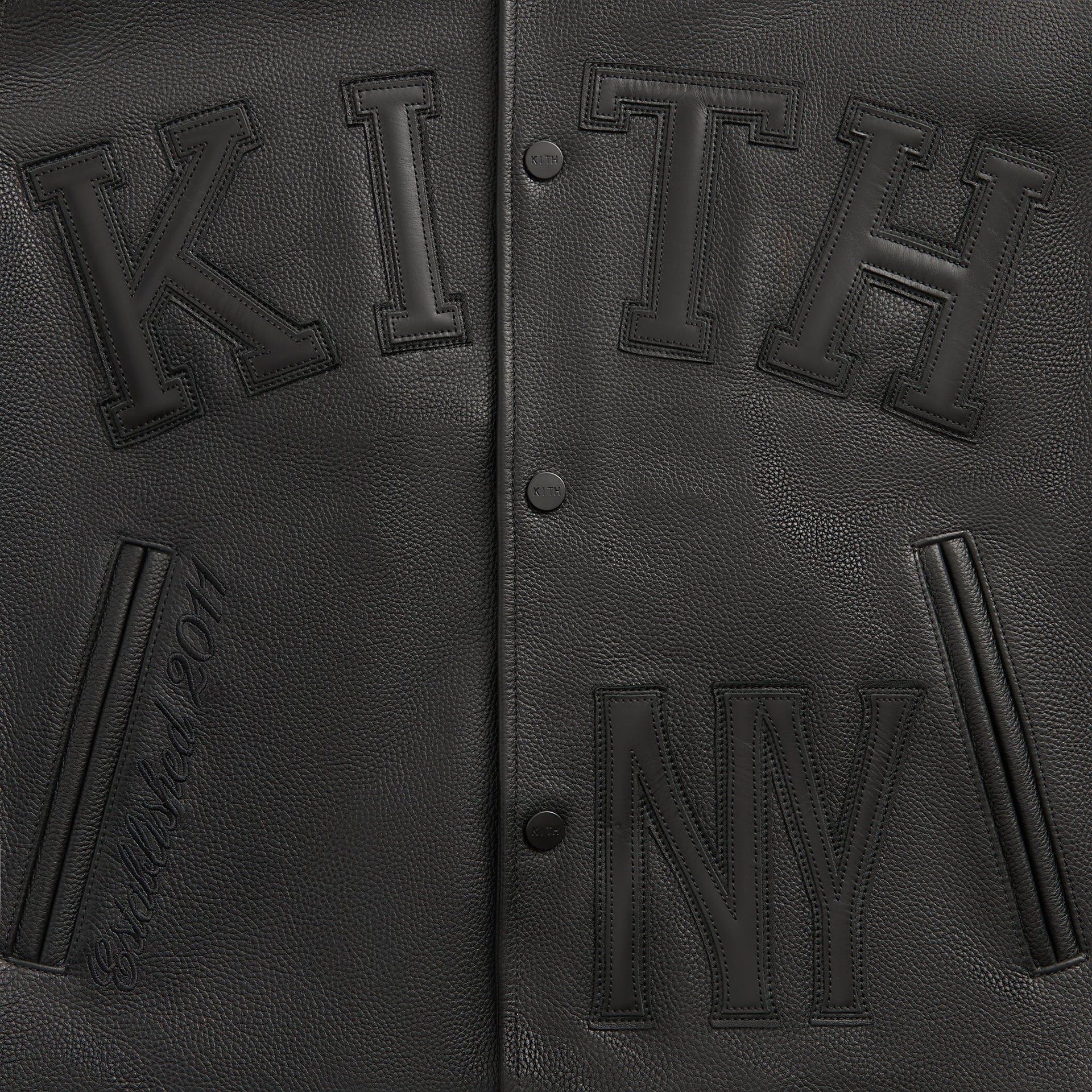 Kith Pebbled Leather Varsity Coaches Jacket - Black - PH