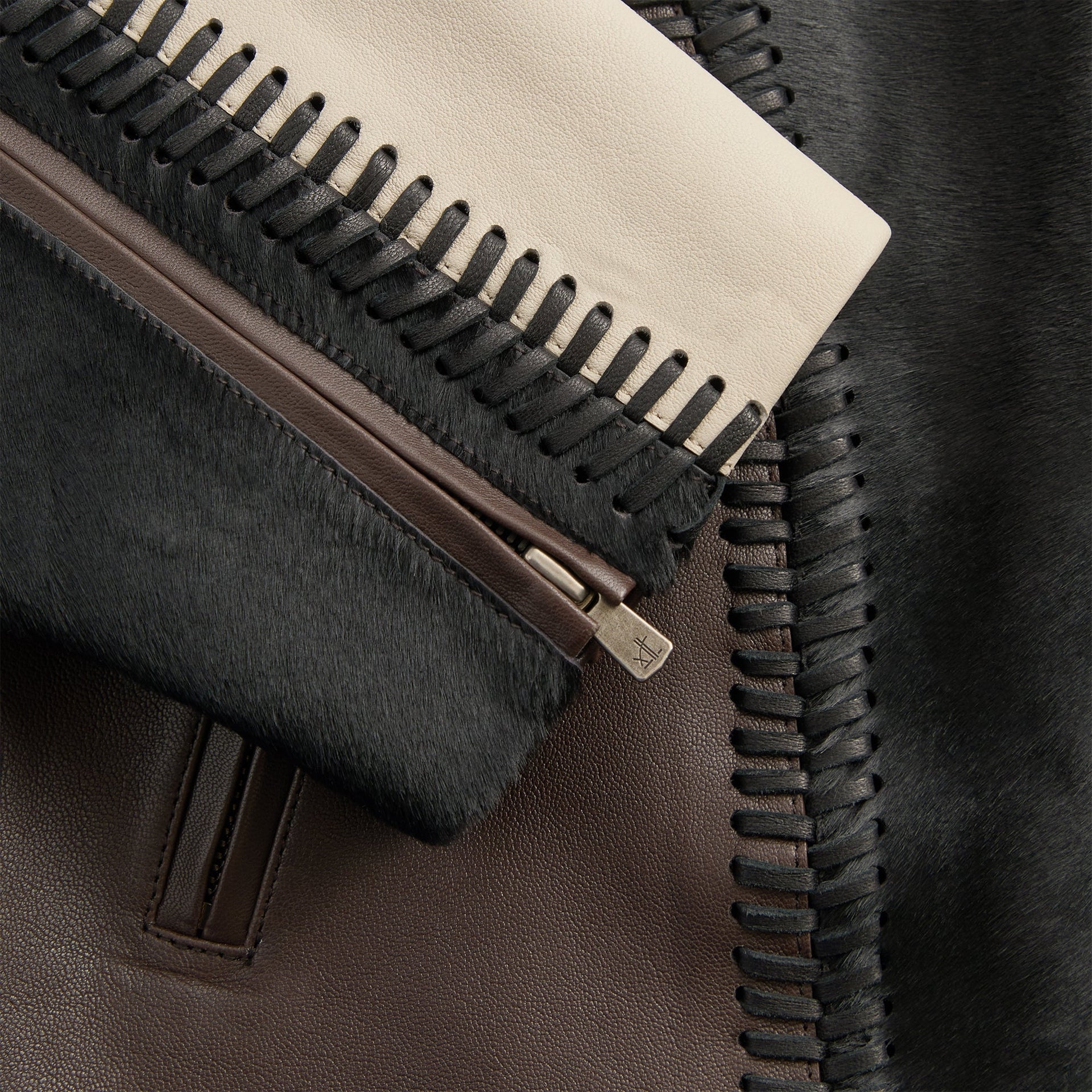 &Kin Combo Leather Avari Moto Jacket - Hickory - PH